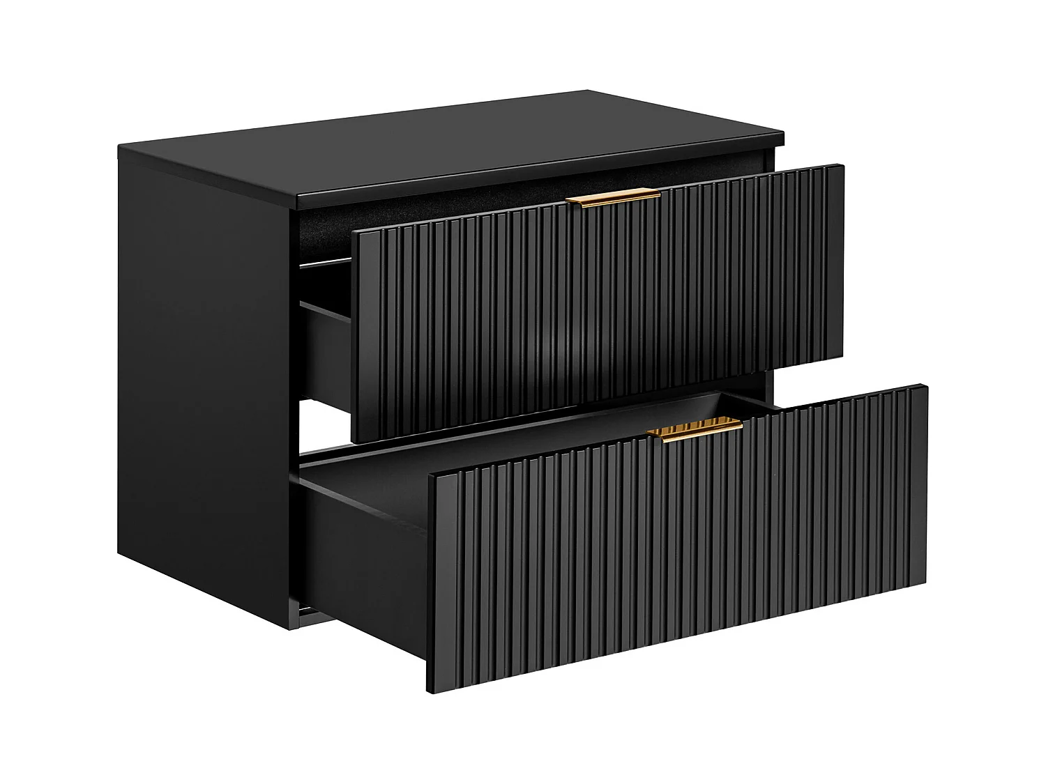 Mueble suspendido de baño bajo lavabo y estante - Negro - 80 cm de ancho - ZEVARA