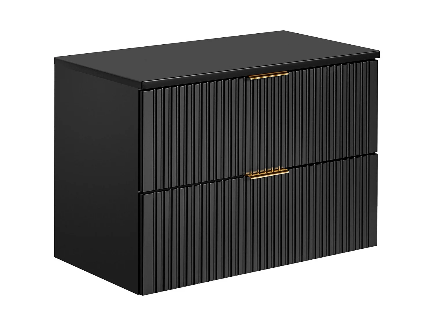 Waschbeckenunterschrank hängend mit Aufsatzwaschbecken - Streifenoptik - Schwarz - 80 cm - ZEVARA