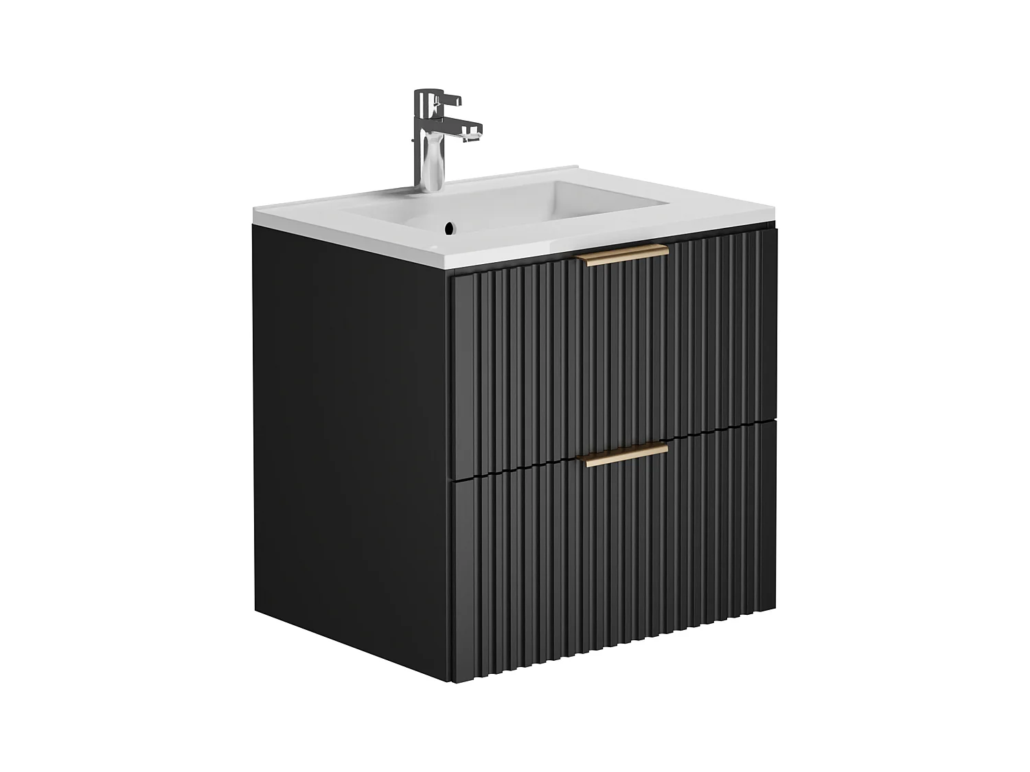 Mueble de baño suspendido bajo lavabo- Negro - 60 cm - ZEVARA