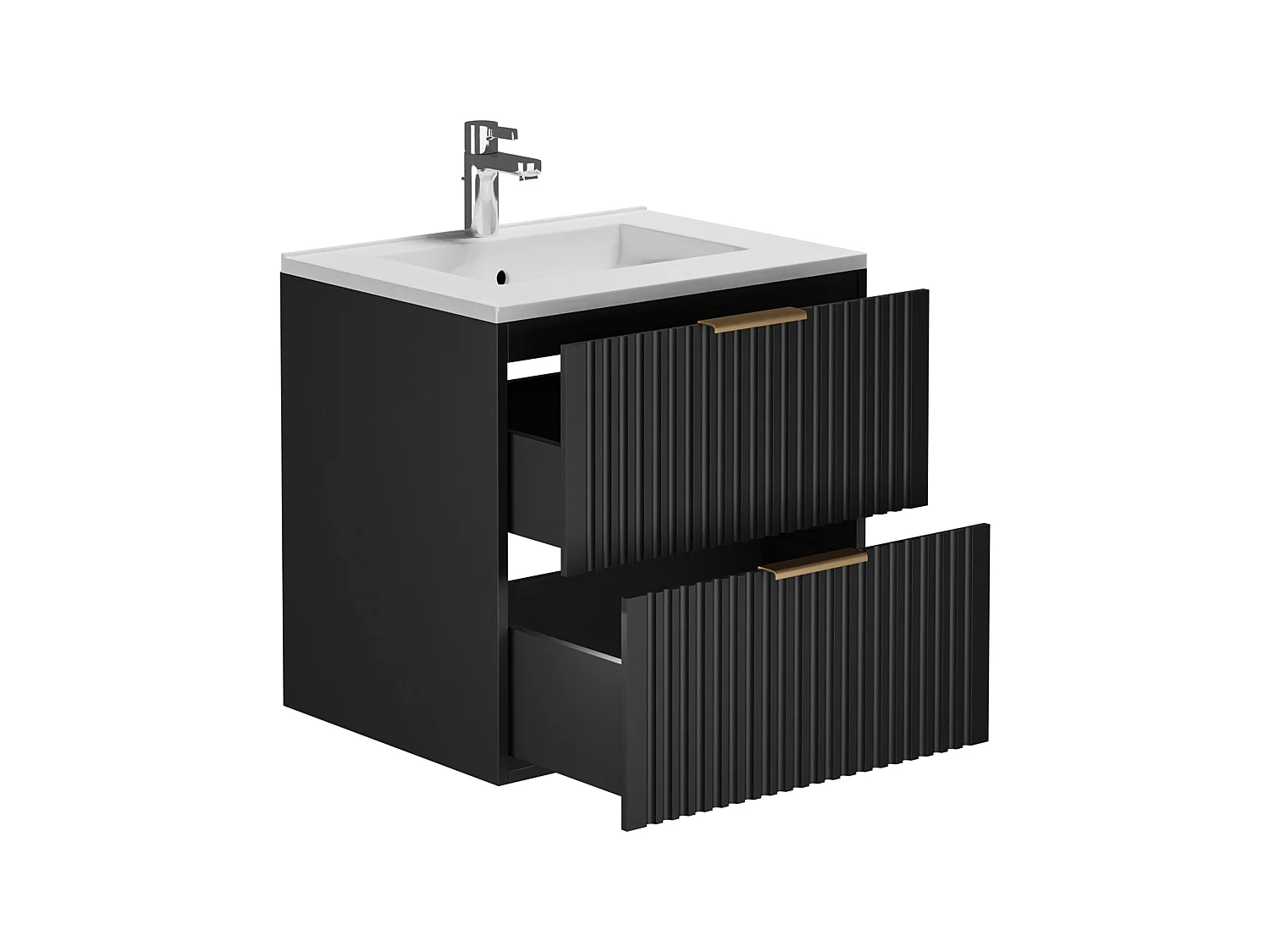 Mueble de baño suspendido bajo lavabo- Negro - 60 cm - ZEVARA