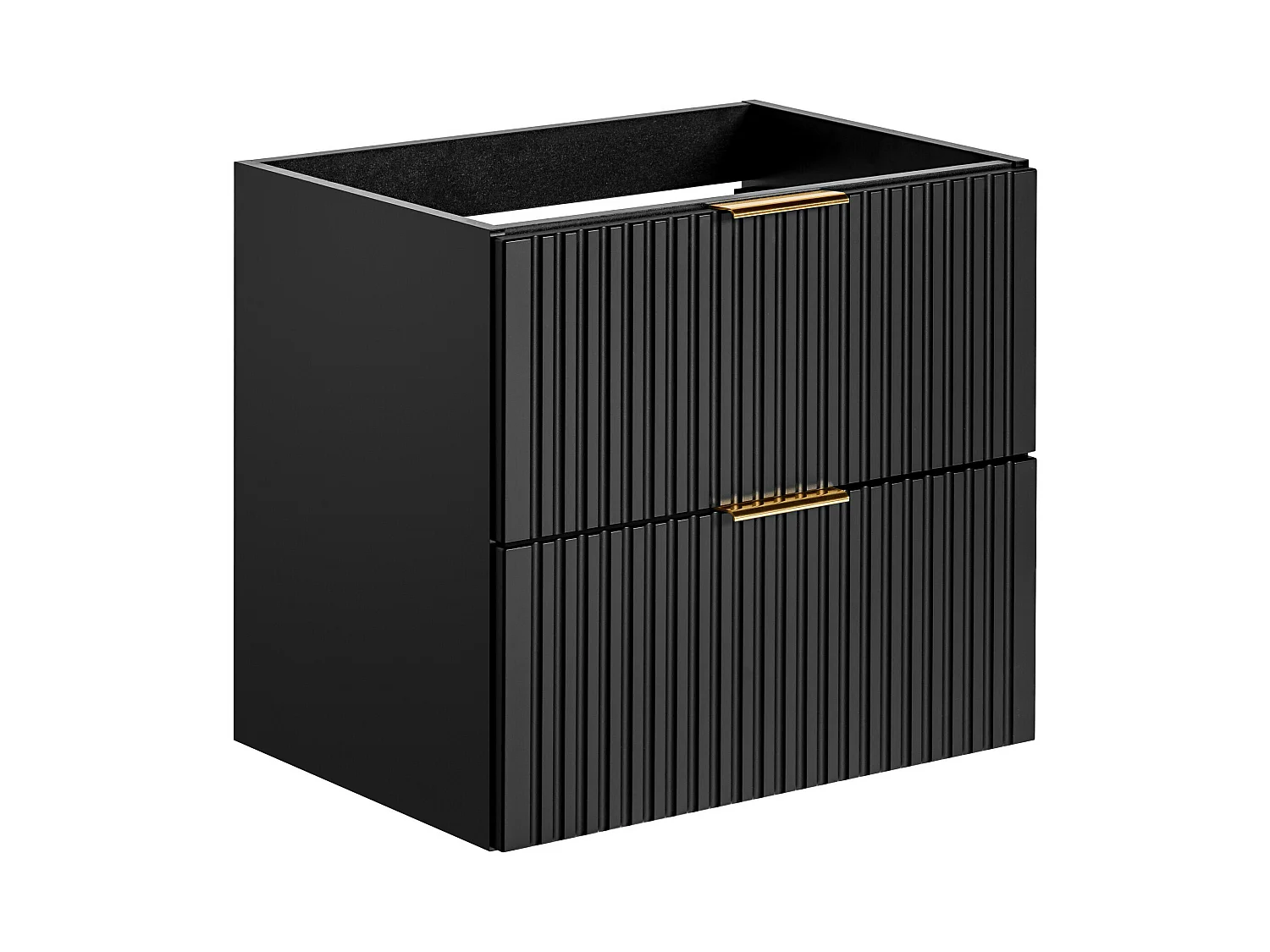 Waschbeckenunterschrank hängend mit Einbauwaschbecken - Streifenoptik - Schwarz - 60 cm - ZEVARA