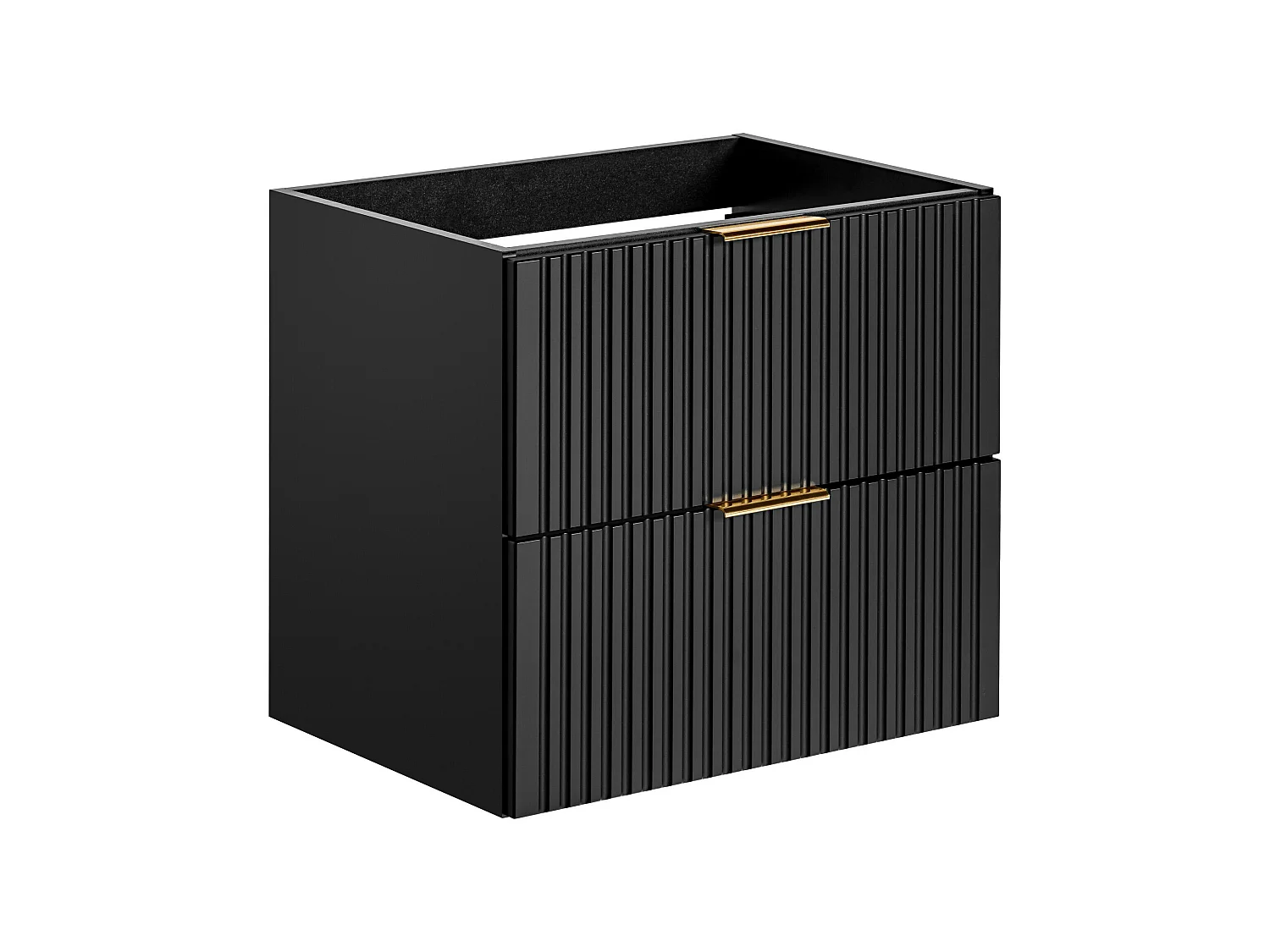 Waschbeckenunterschrank mit Einbauwaschbecken & Badhochschrank - Streifenoptik - Schwarz - 60 cm - ZEVARA