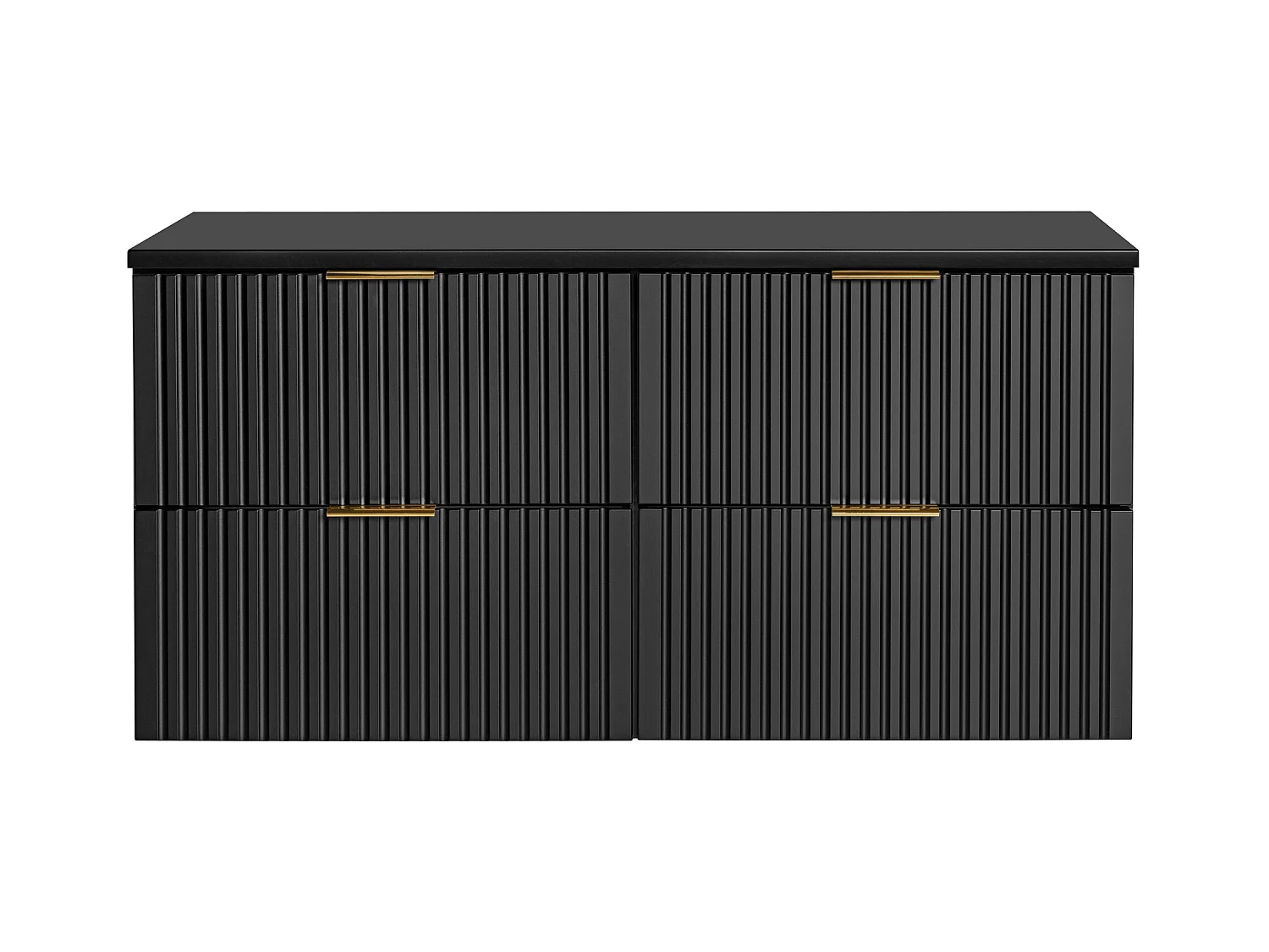 Geribbeld hangmeubel onder wastafel met plank - Zwart - L120 cm - ZEVARA