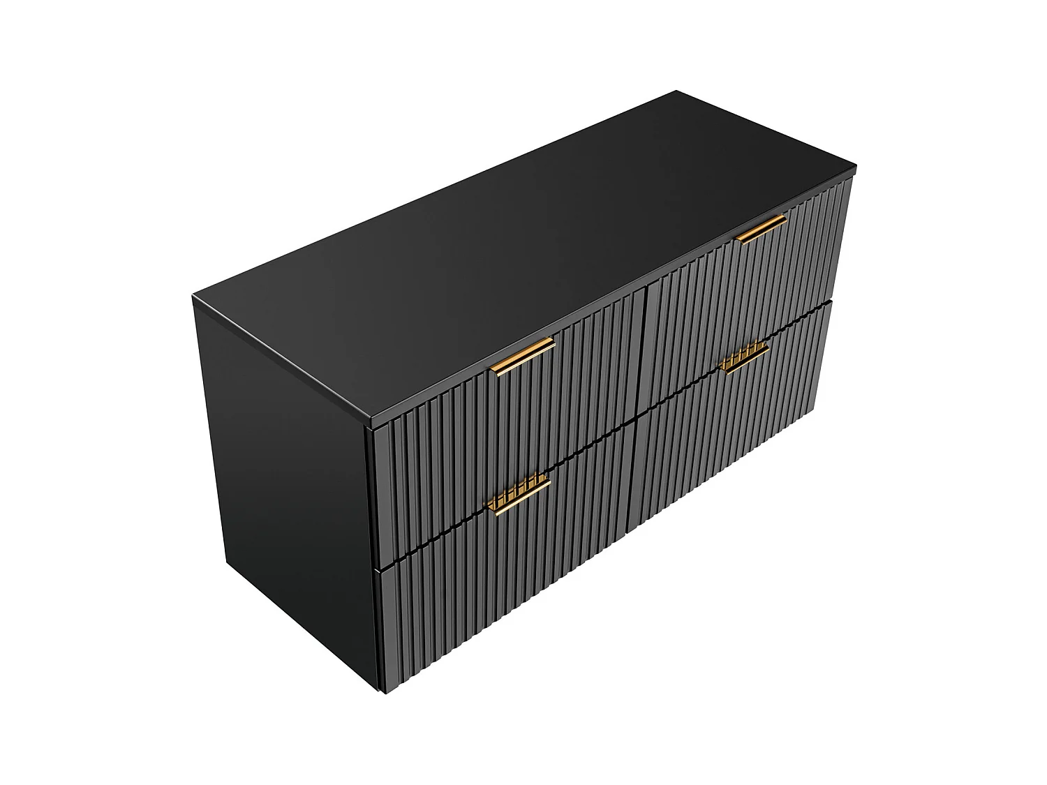 Geribbeld hangmeubel onder wastafel met plank - Zwart - L120 cm - ZEVARA