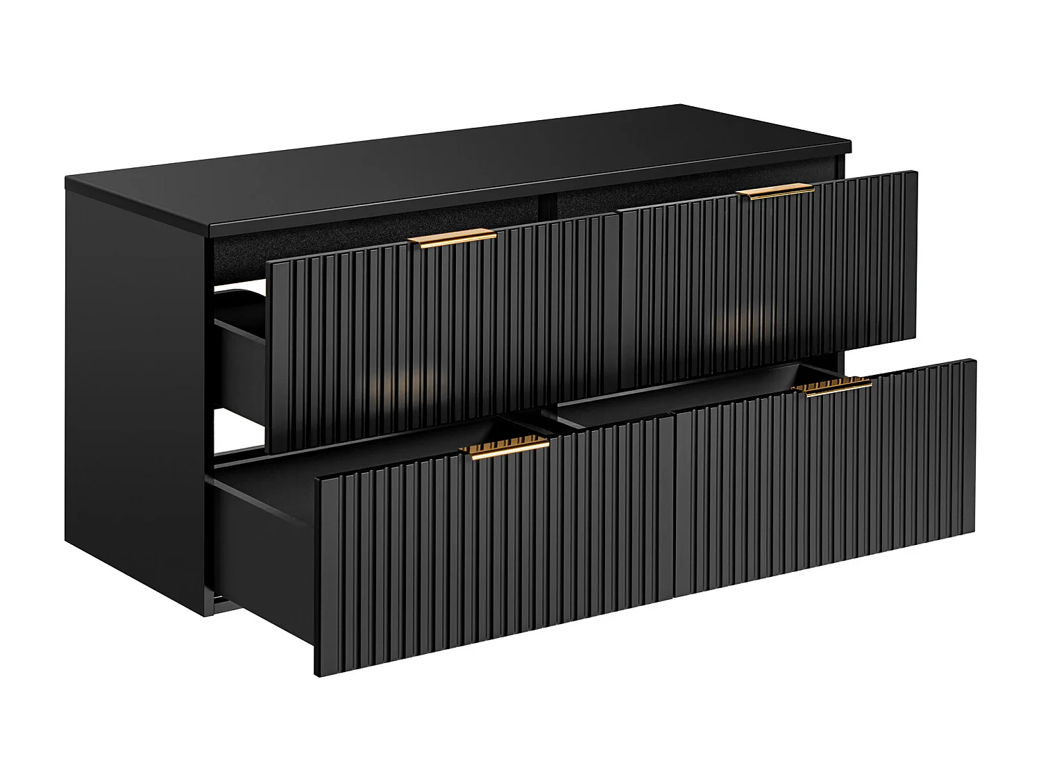 Waschbeckenunterschrank hängend mit Aufsatzplatte - Streifenoptik - Schwarz - 120 cm - ZEVARA