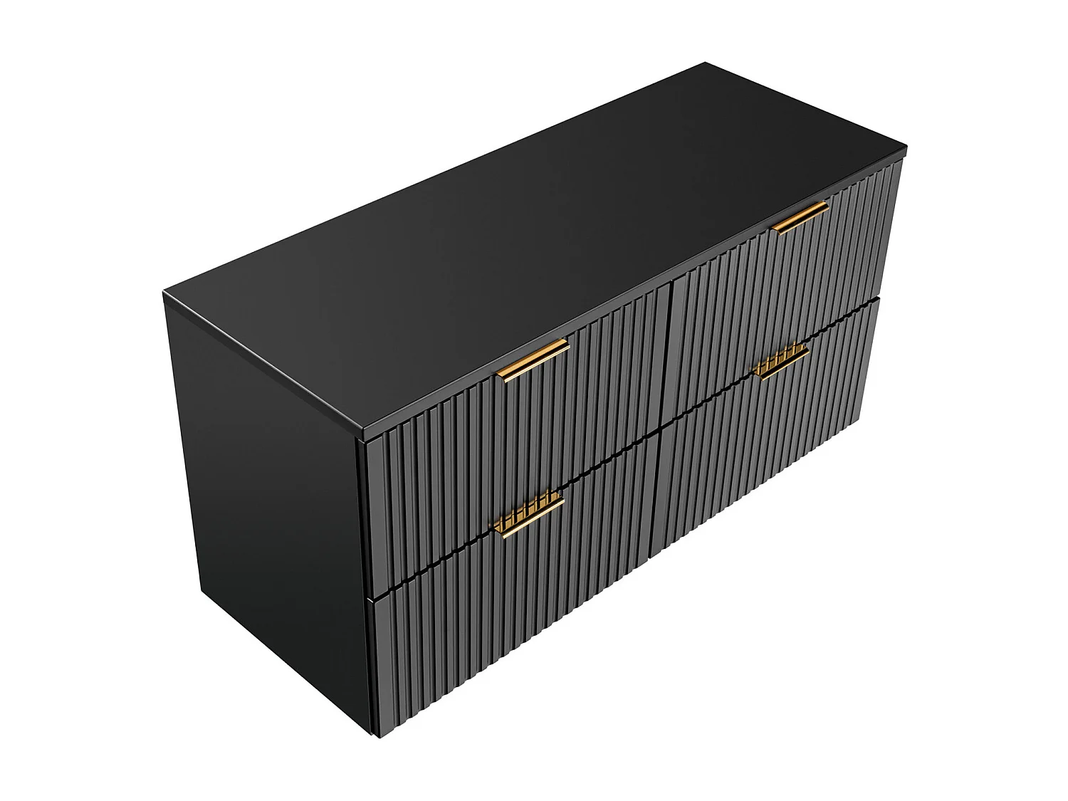 Waschbeckenunterschrank hängend mit Aufsatzplatte - Streifenoptik - Schwarz - 120 cm - ZEVARA