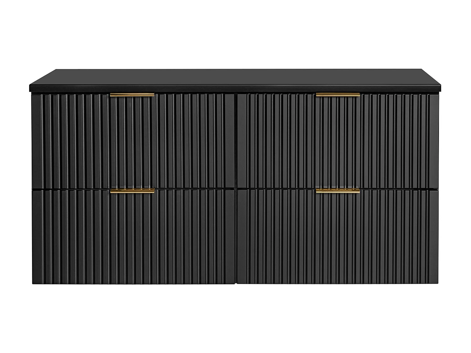 Waschbeckenunterschrank hängend mit Aufsatzplatte - Streifenoptik - Schwarz - 120 cm - ZEVARA