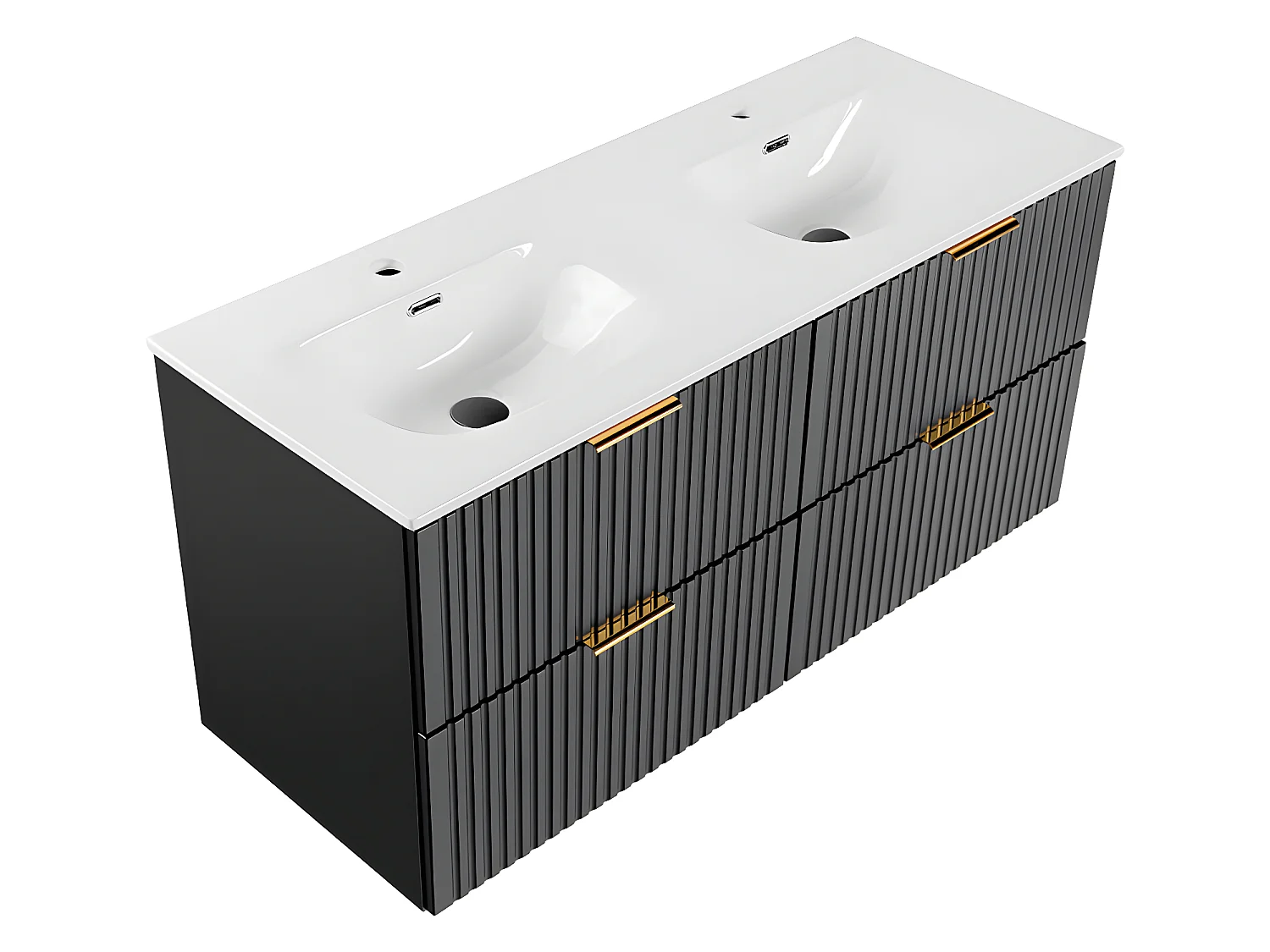 Meuble double vasque encastrée 120cm Adriel Noir