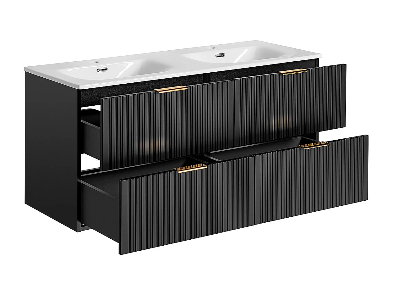 Meuble double vasque encastrée 120cm Adriel Noir