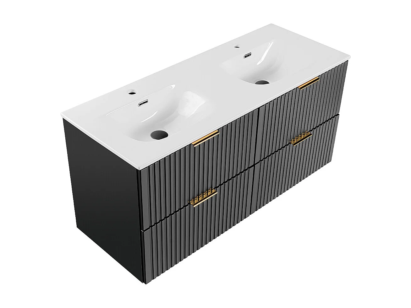 Meuble double vasque encastrée 120cm Adriel Noir