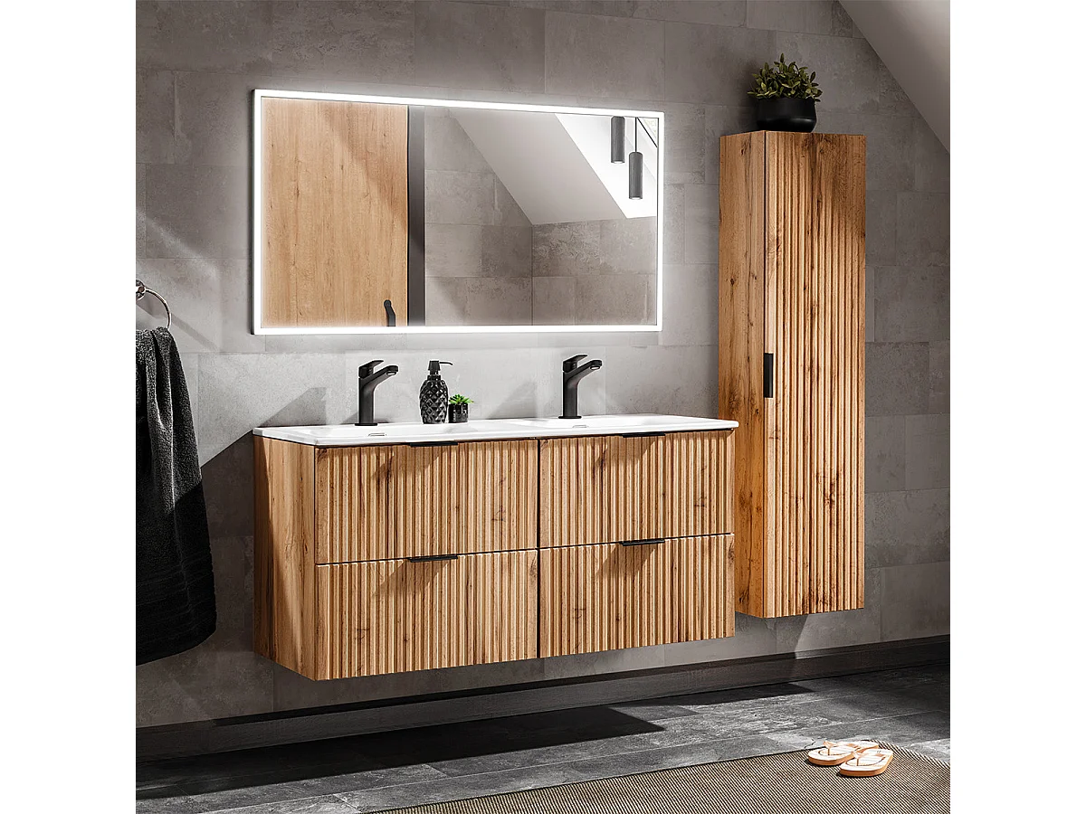 Double washbasin unit 120cm Adriel Wood