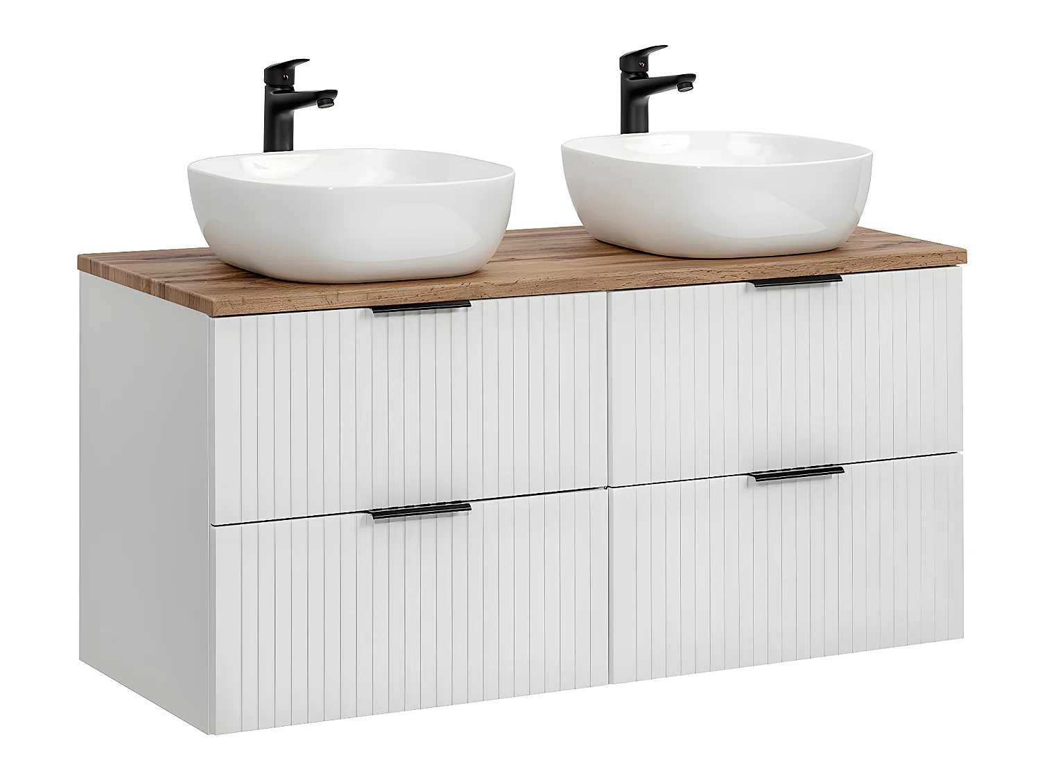 Ensemble meuble double vasque 120cm et colonne Adriel Blanc