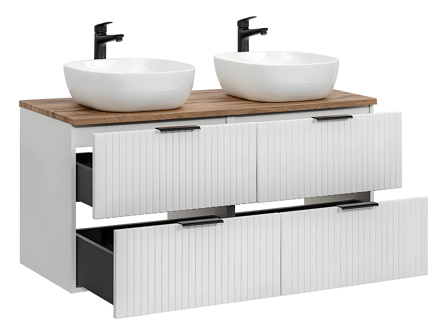 Ensemble meuble double vasque 120cm et colonne Adriel Blanc