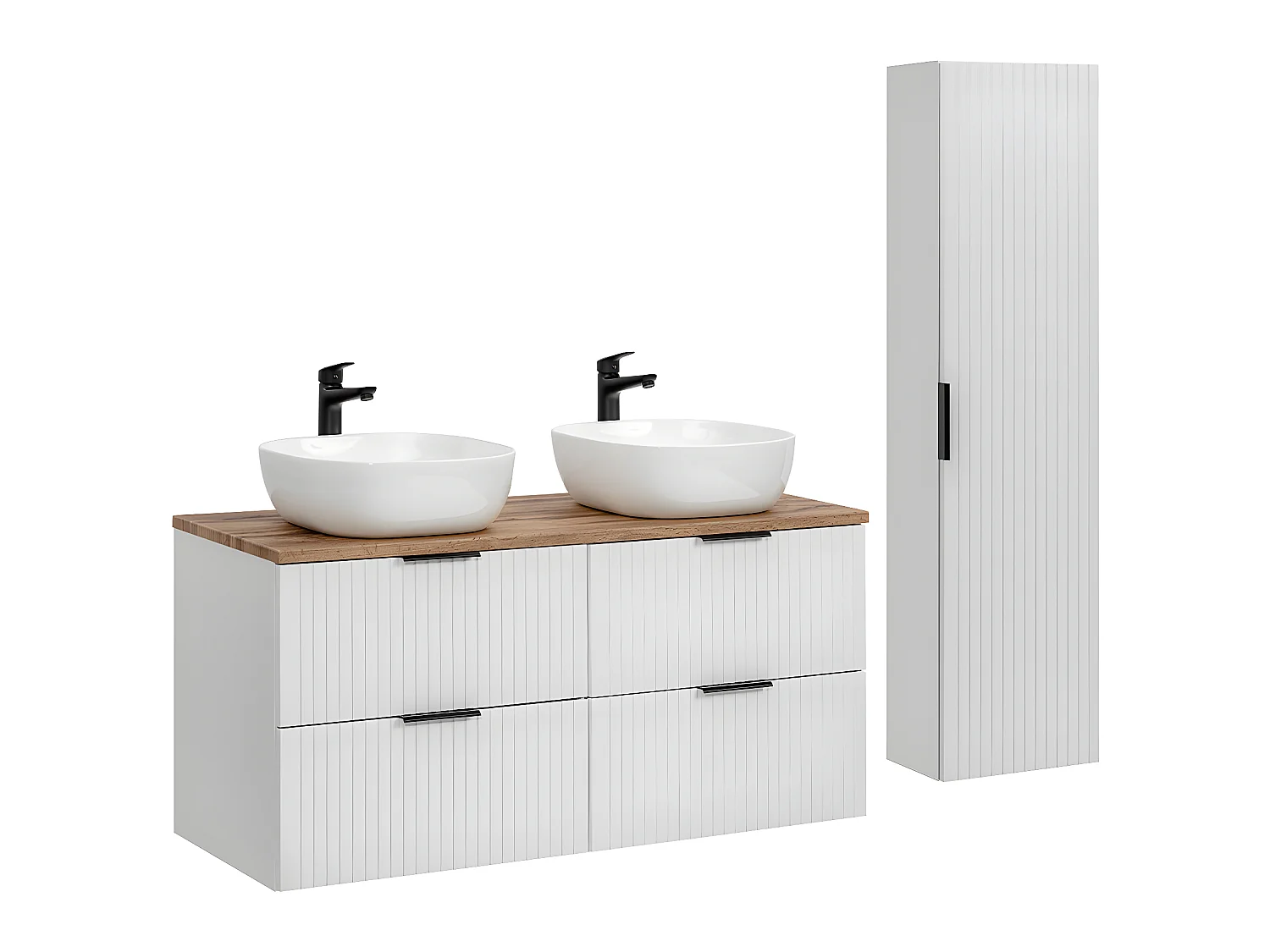 Conjunto mueble doble lavabo 120cm y columna Adriel Blanco
