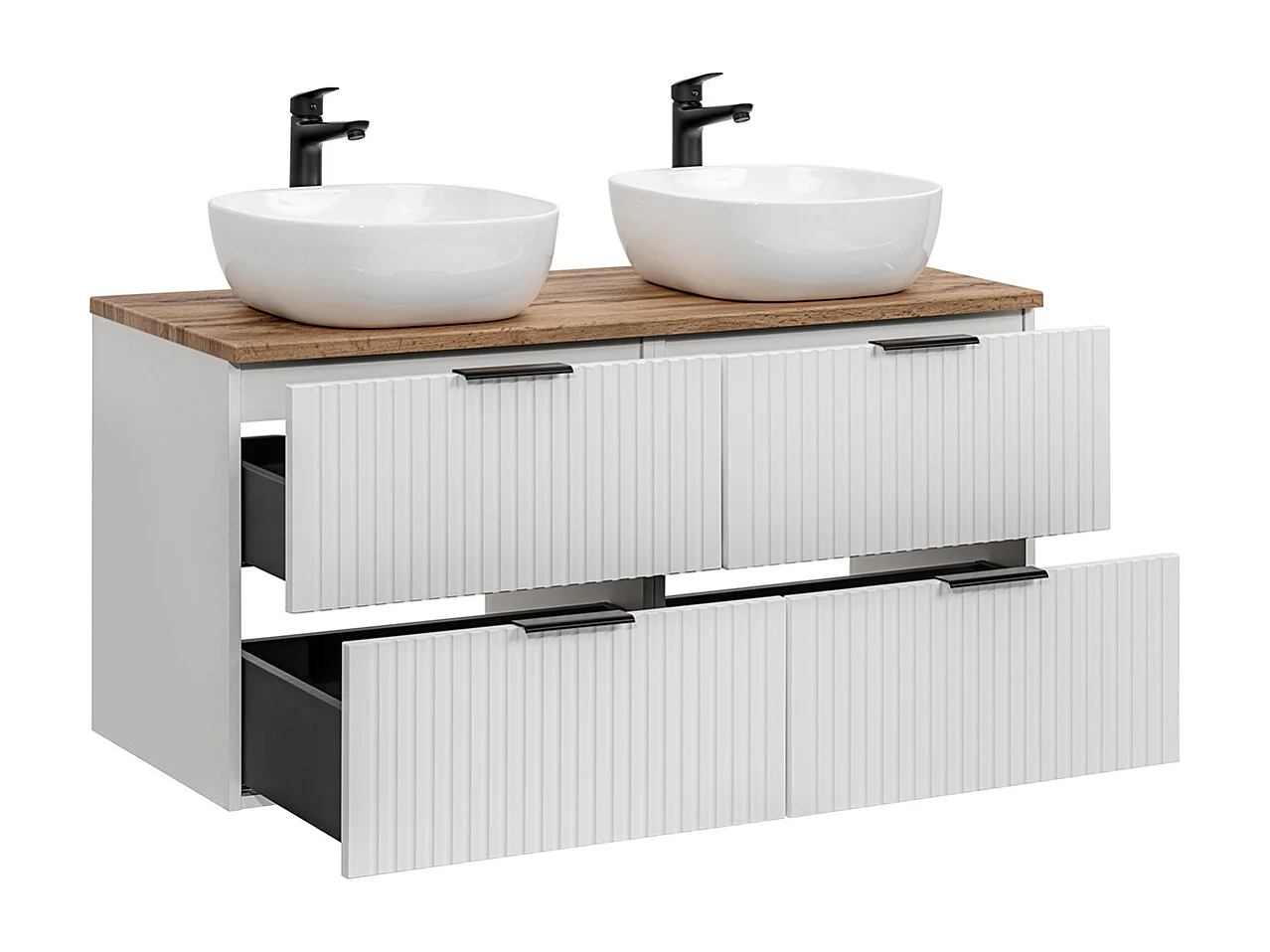 120cm dubbele wastafel en wastafelonderbouw Adriel Wit