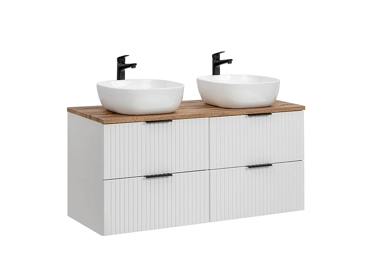 Ensemble meuble double vasque 120cm et colonne Adriel Blanc