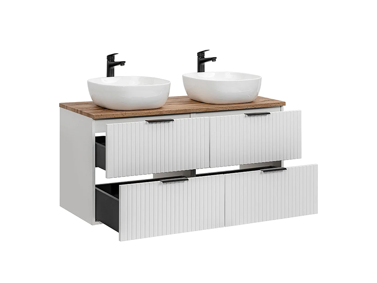Ensemble meuble double vasque 120cm et colonne Adriel Blanc