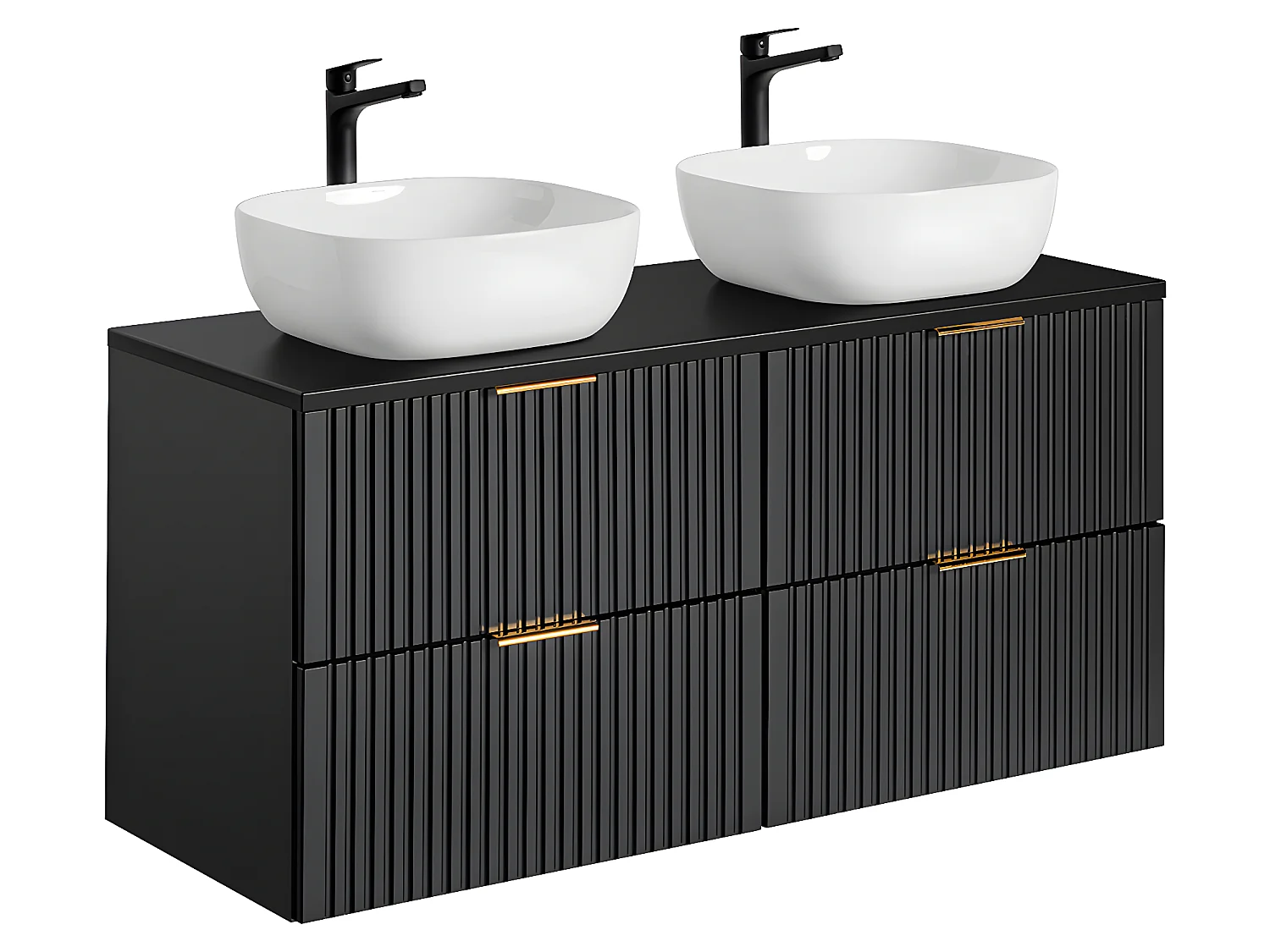 Conjunto mueble doble lavabo 120cm y columna Adriel Negro