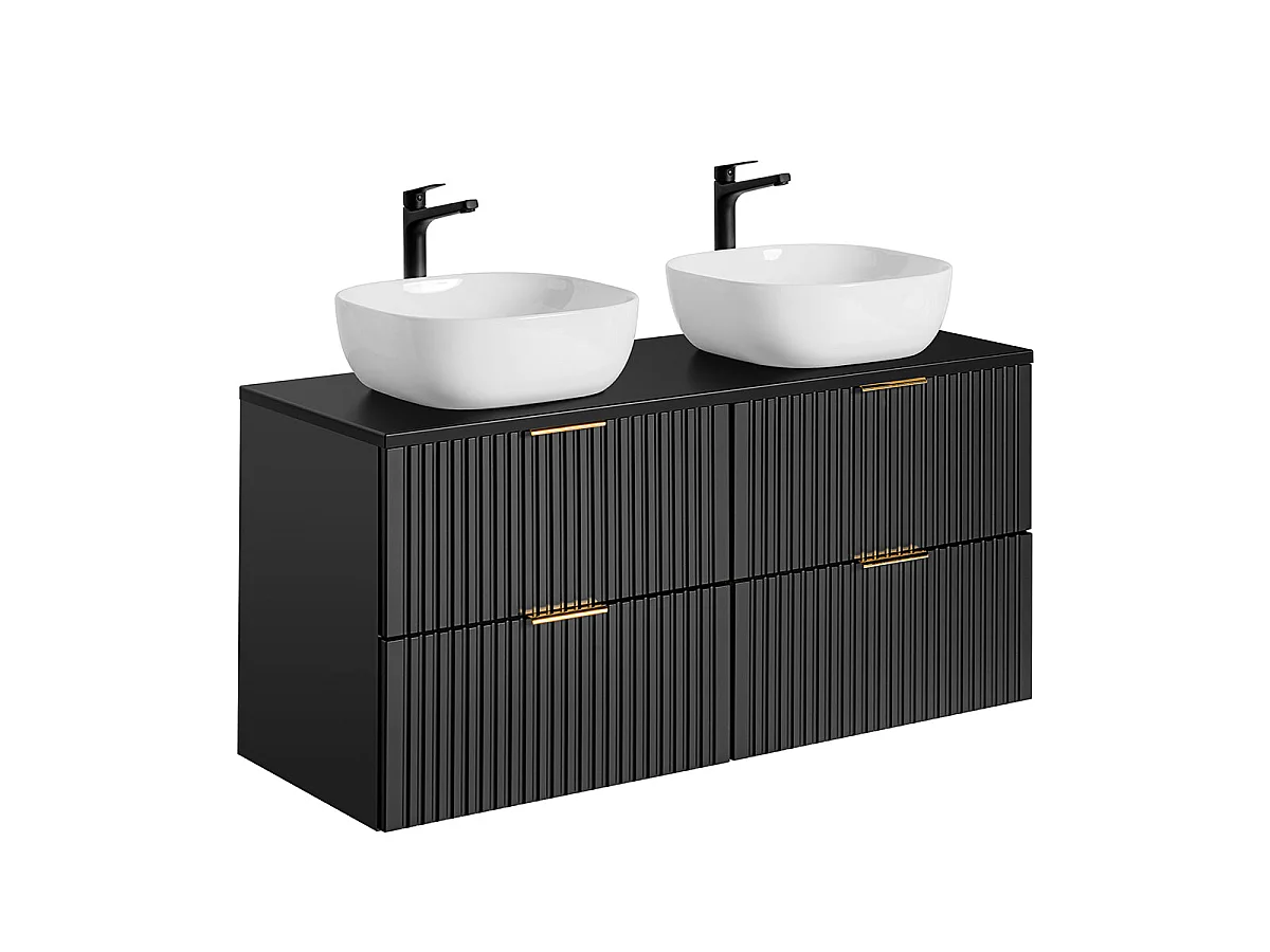 Ensemble meuble double vasque 120cm et colonne Adriel Noir