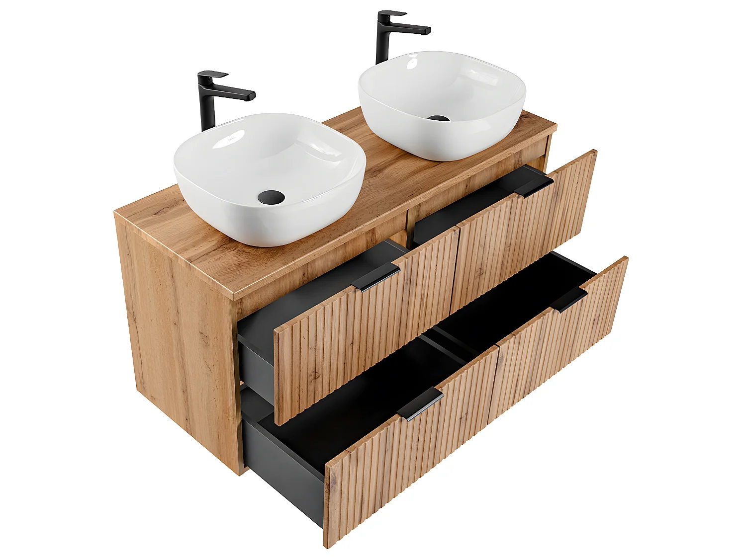 Ensemble meuble double vasque 120cm et colonne Adriel Bois