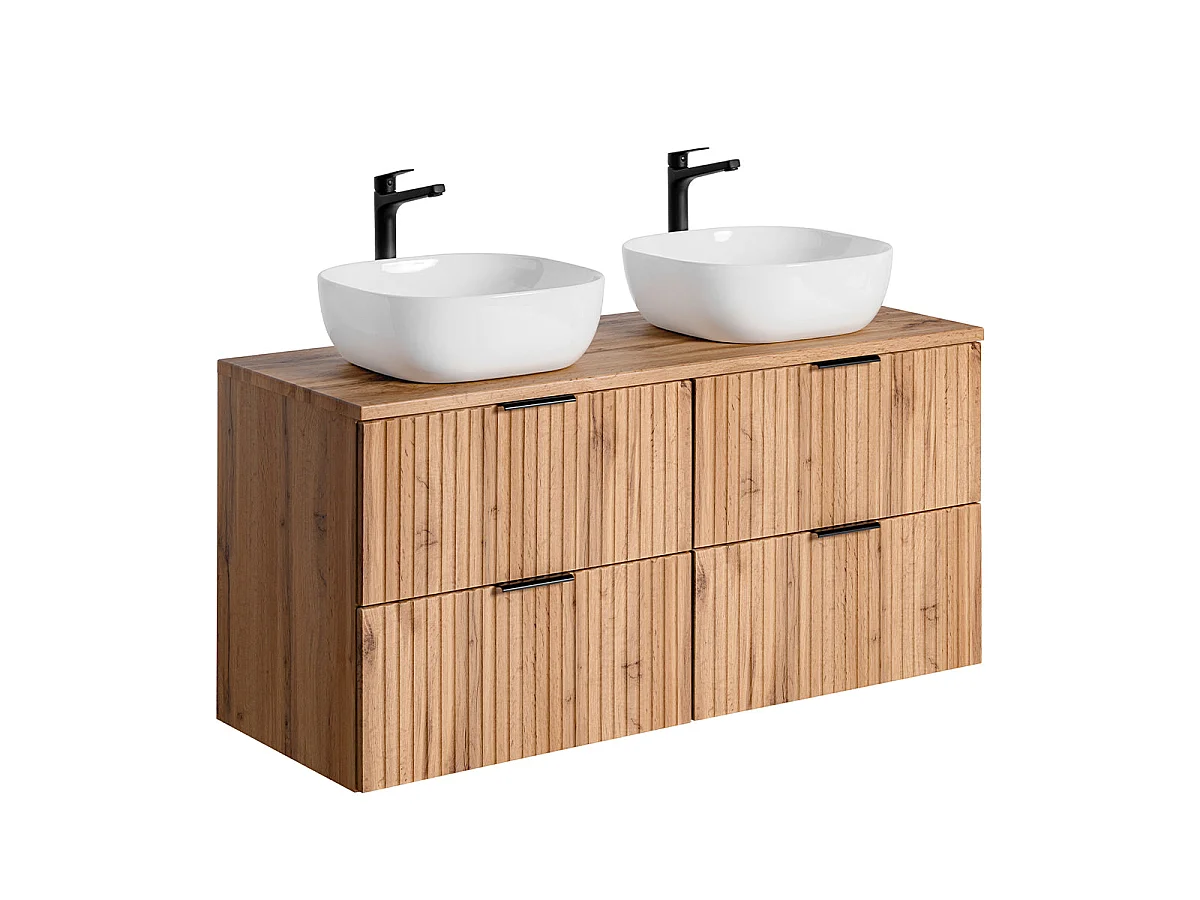Ensemble meuble double vasque 120cm et colonne Adriel Bois