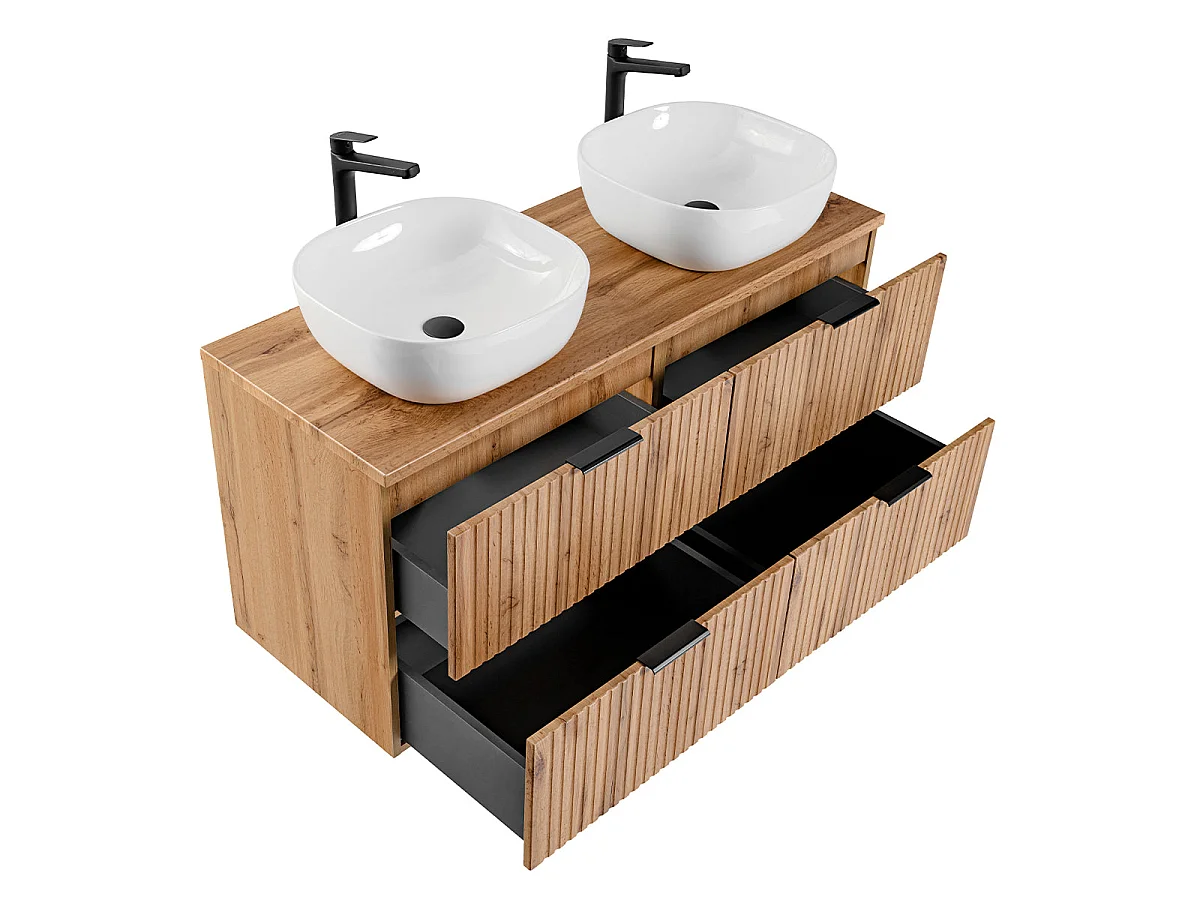 Ensemble meuble double vasque 120cm et colonne Adriel Bois