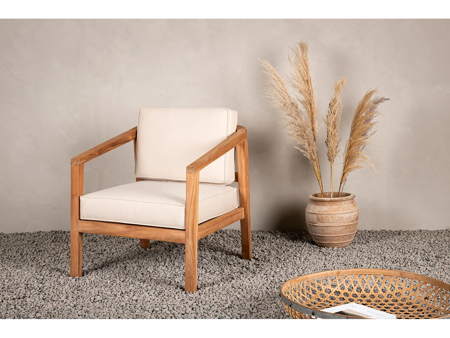 Cuscino da giardino Cushio per sedia color crema.