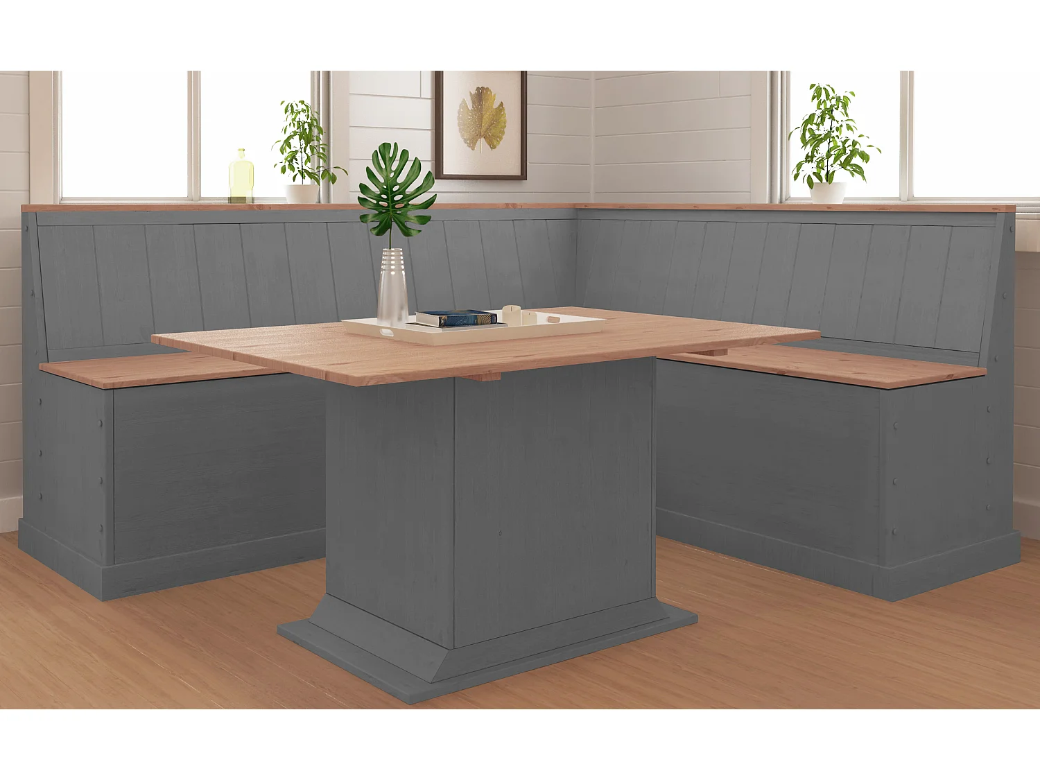 Sara|Banc d'angle gauche Cire grise