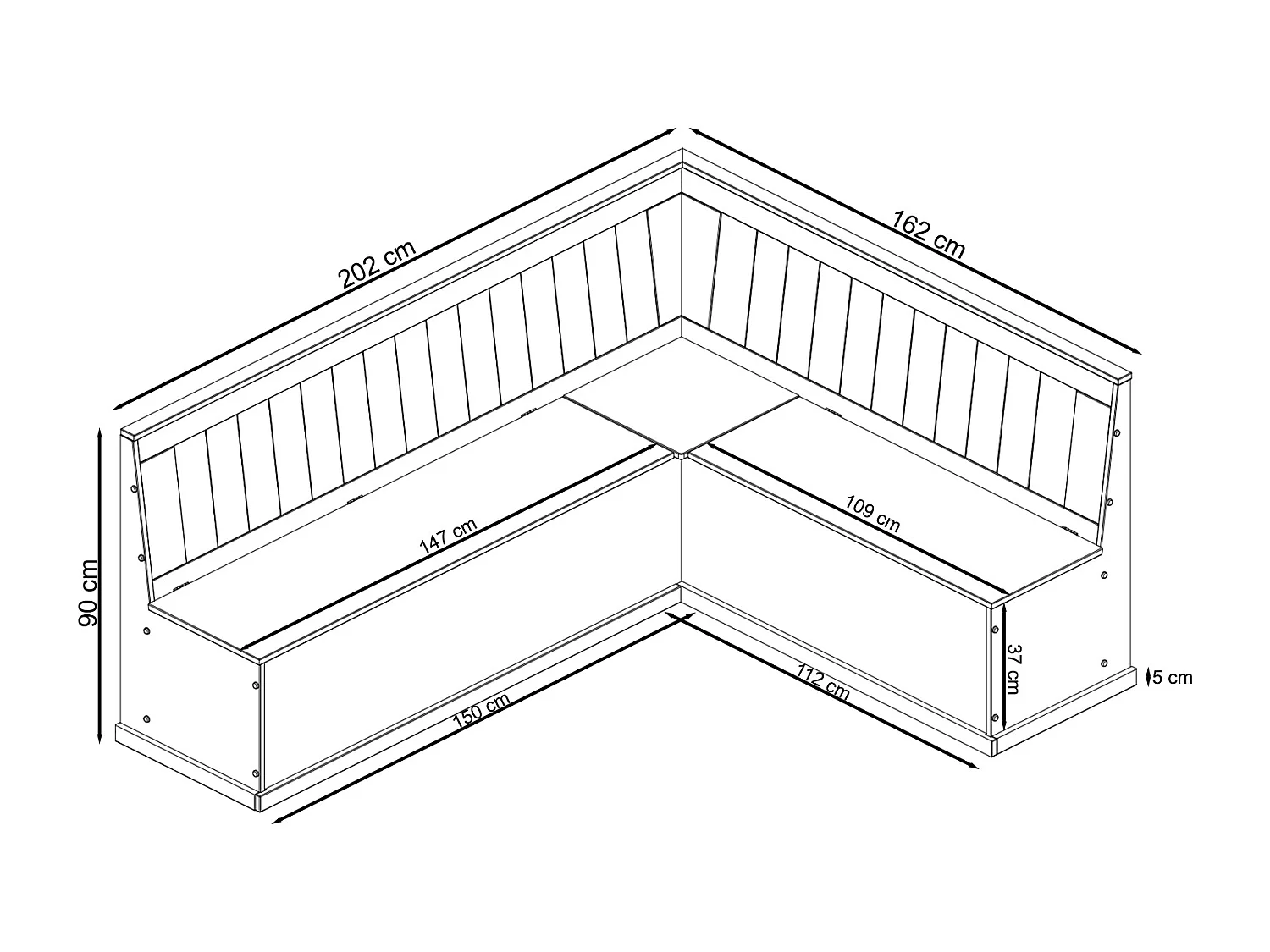 Sara|Banc d'angle gauche Cire grise