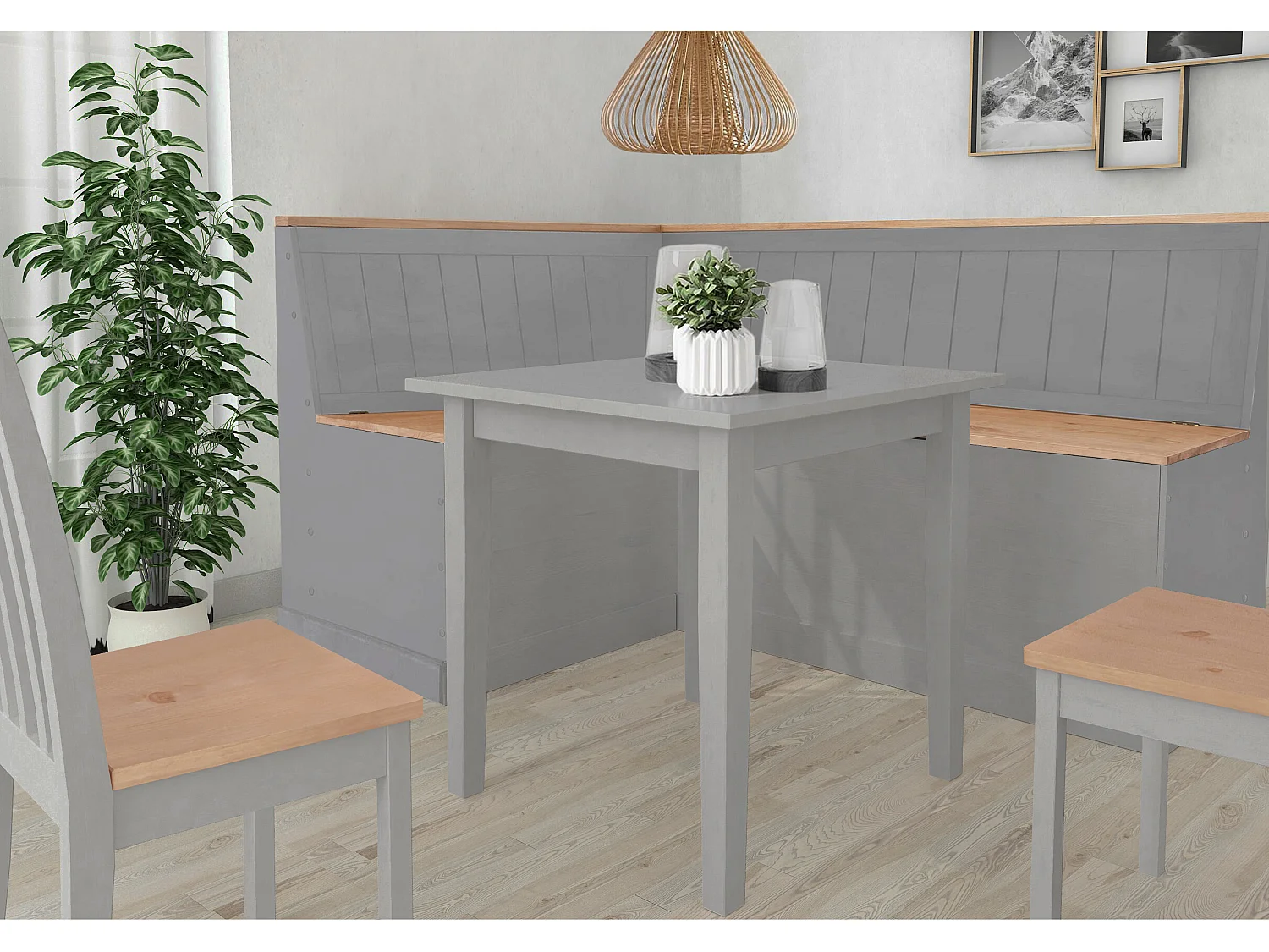 Panca d'angolo in pino grigio