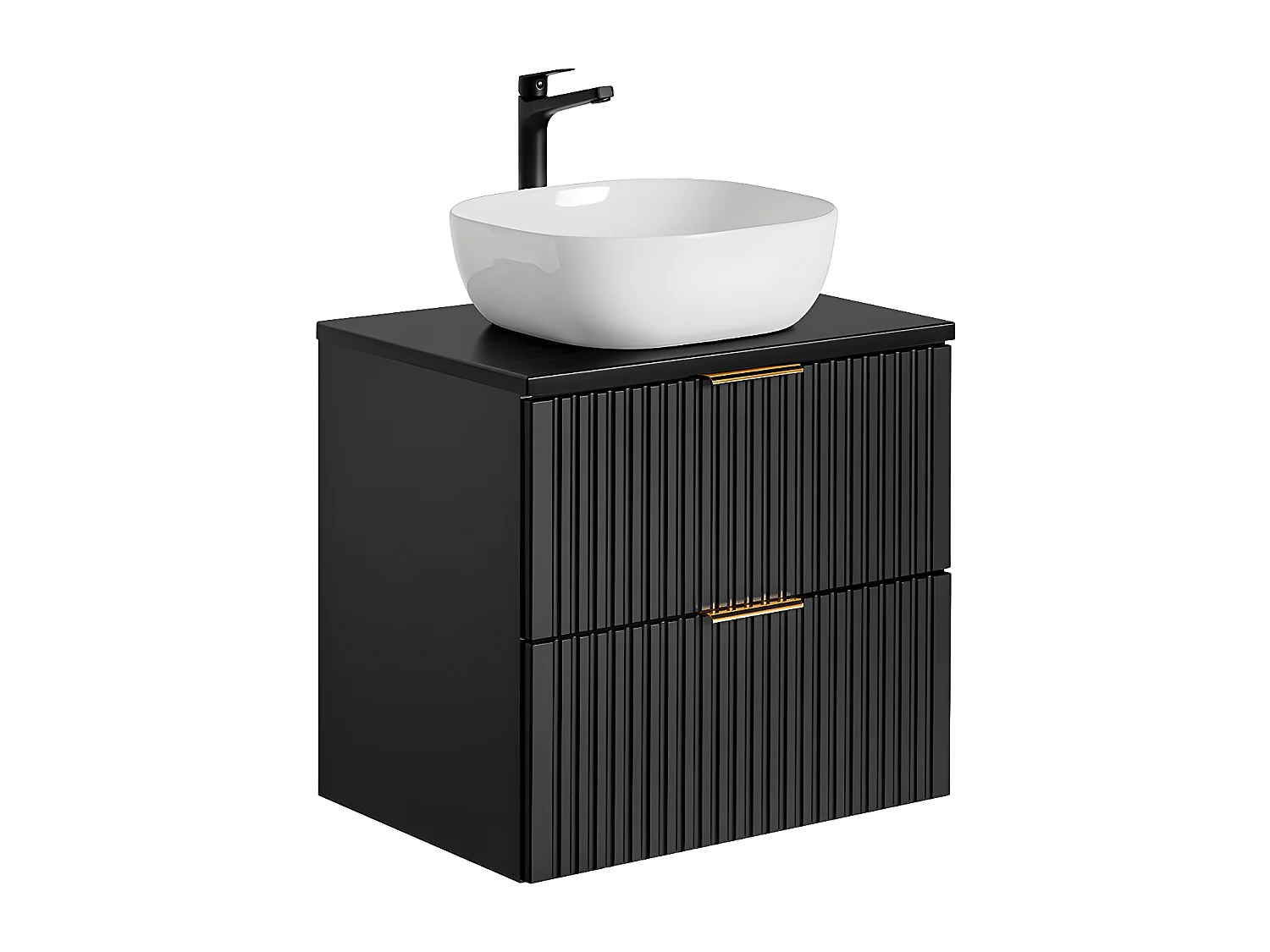 Conjunto mueble lavabo individual 60cm y columna Adriel Negro
