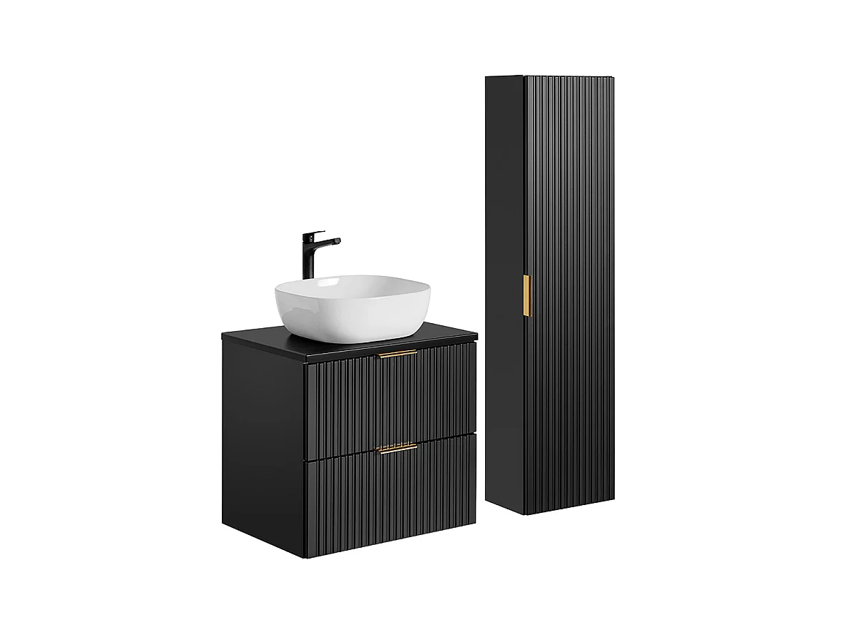 Ensemble meuble simple vasque 60cm et colonne Adriel Noir