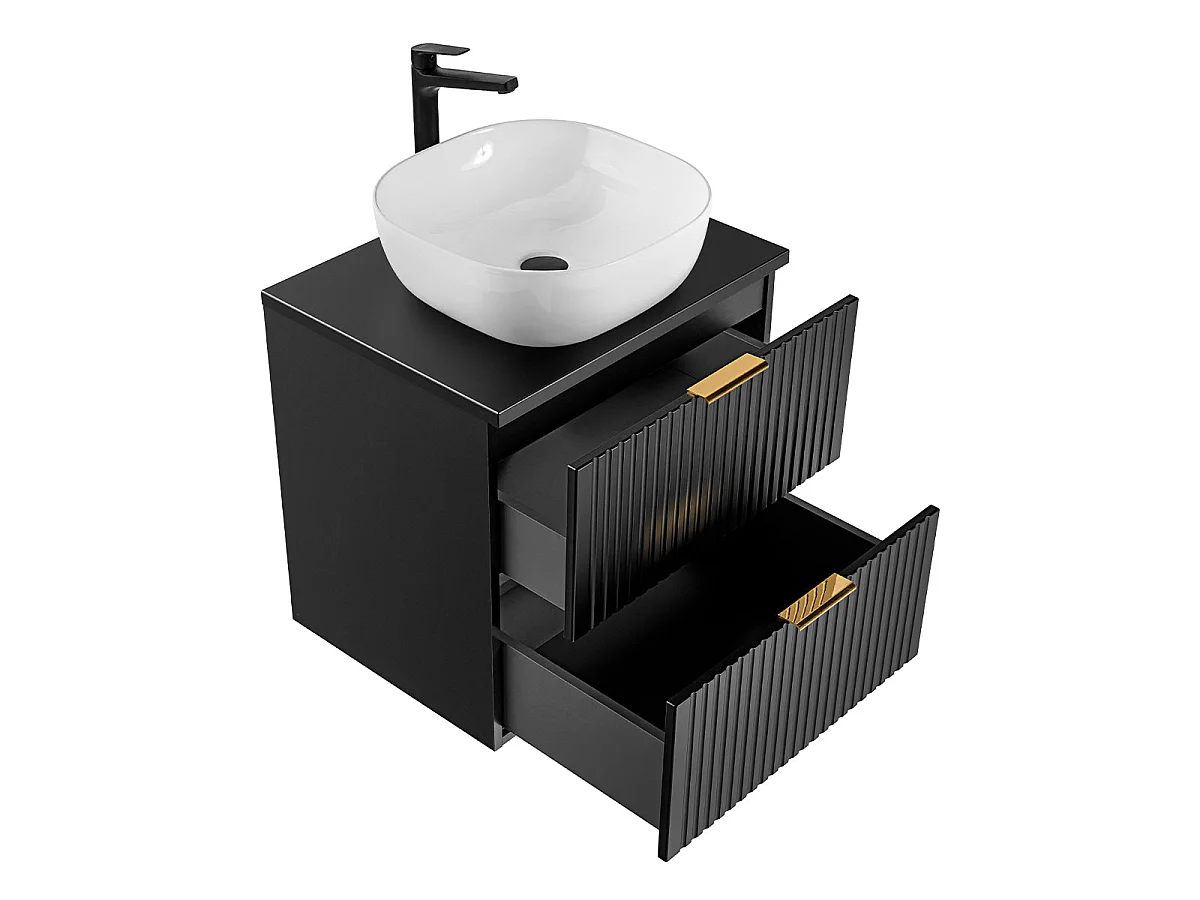 Ensemble meuble simple vasque 60cm et colonne Adriel Noir