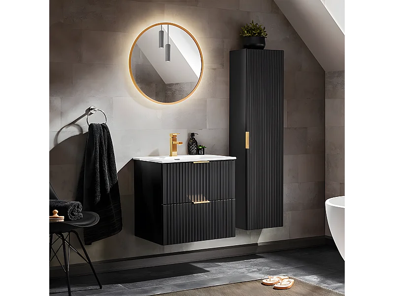 Set di mobili da bagno con lavabo Adriel nero opaco 60cm