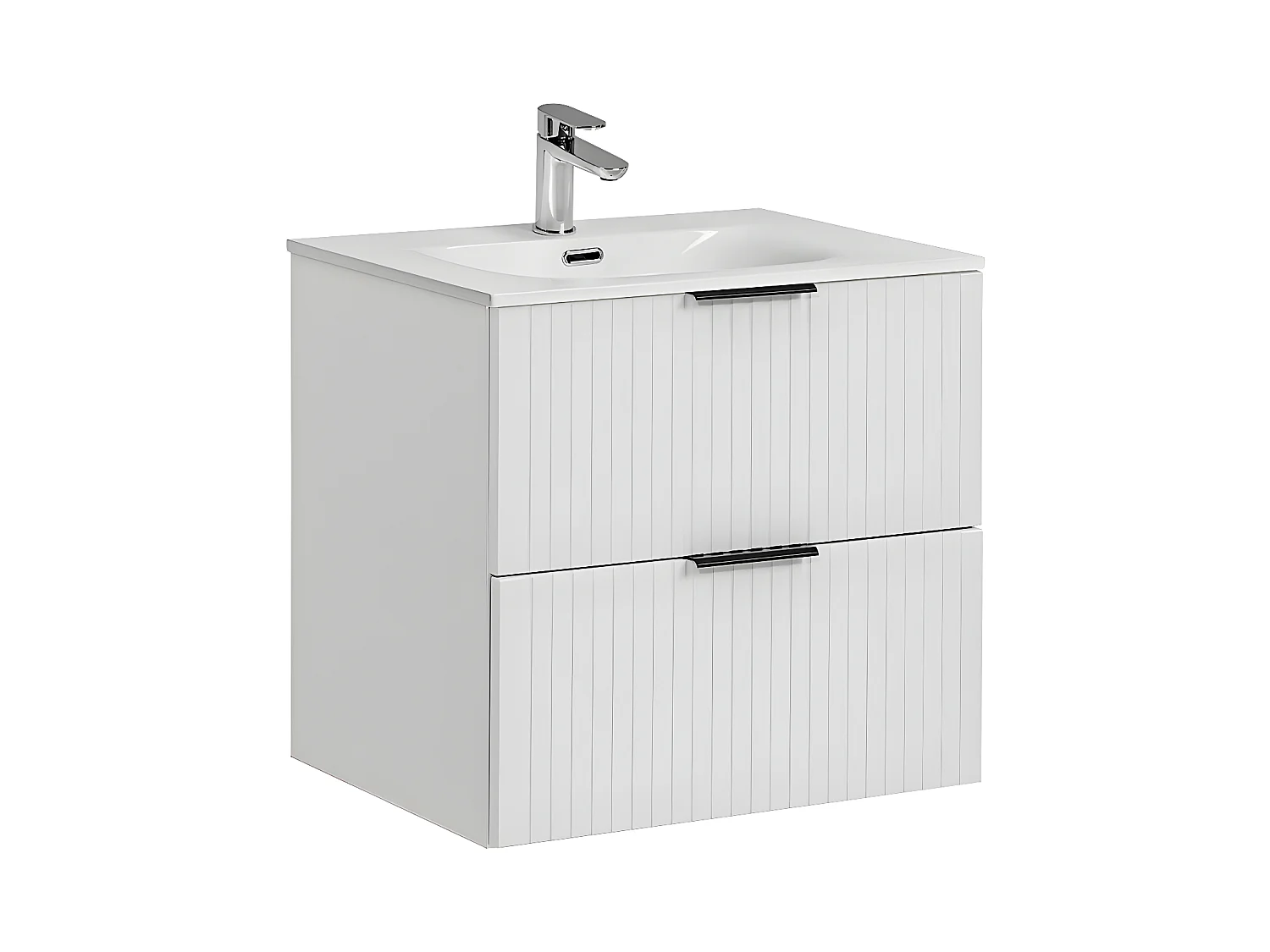 Ensemble meuble simple vasque encastrée 60cm et colonne Adriel Blanc