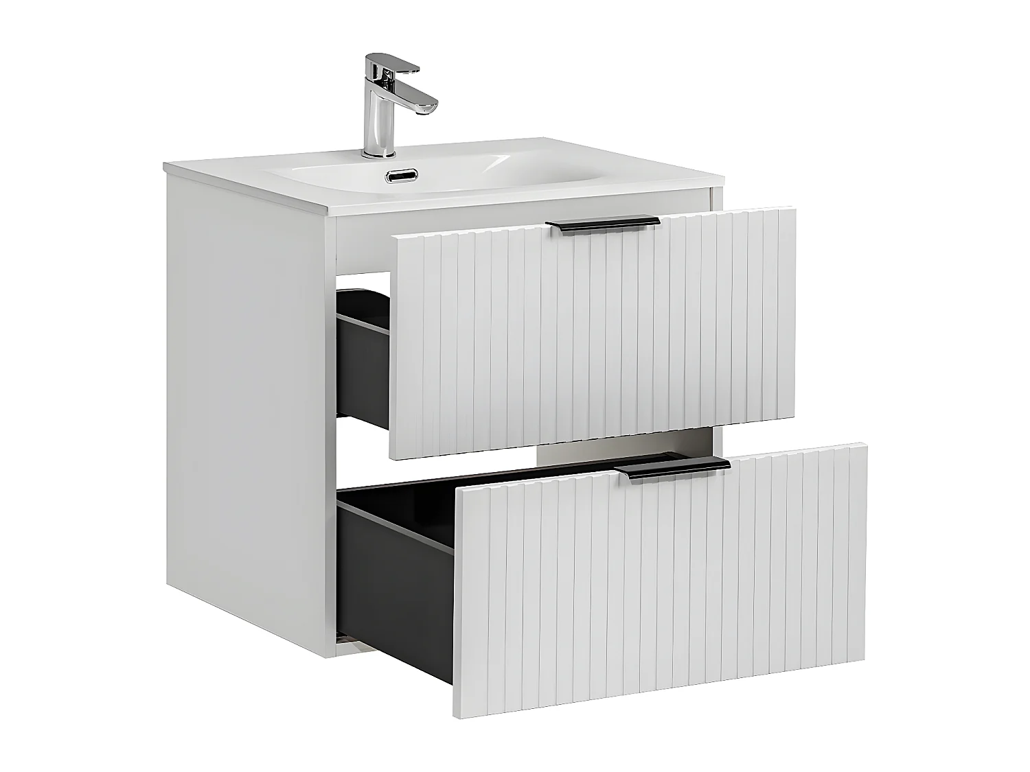 Conjunto mueble lavabo individual encastrado 60cm y columna Adriel Blanco