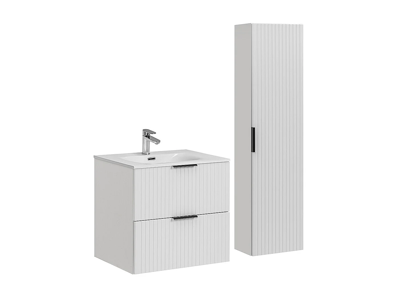 60cm enkele wastafel met sokkel Adriel Wit