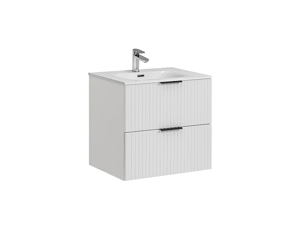 Ensemble meuble simple vasque encastrée 60cm et colonne Adriel Blanc