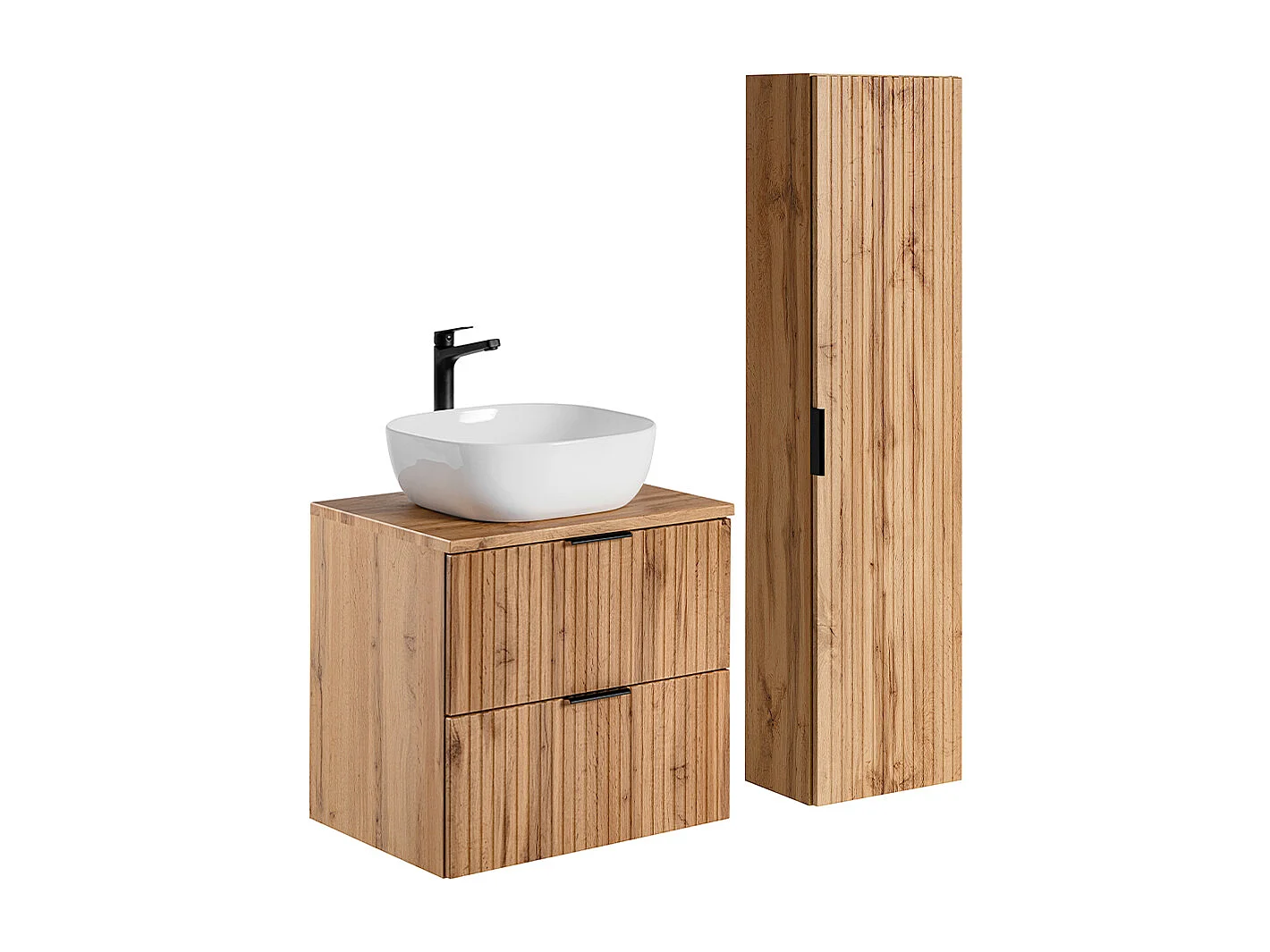 Enkele wastafel 60cm en voetstuk Adriel Wood