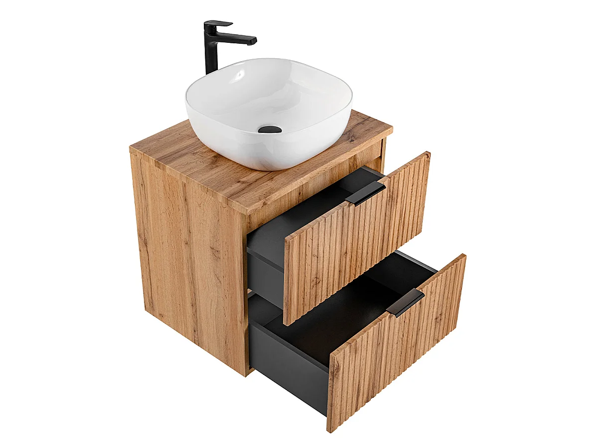 Ensemble meuble simple vasque 60cm et colonne Adriel Bois