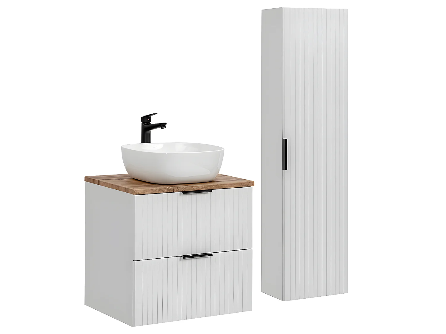 Ensemble meuble simple vasque 60cm et colonne Adriel Blanc