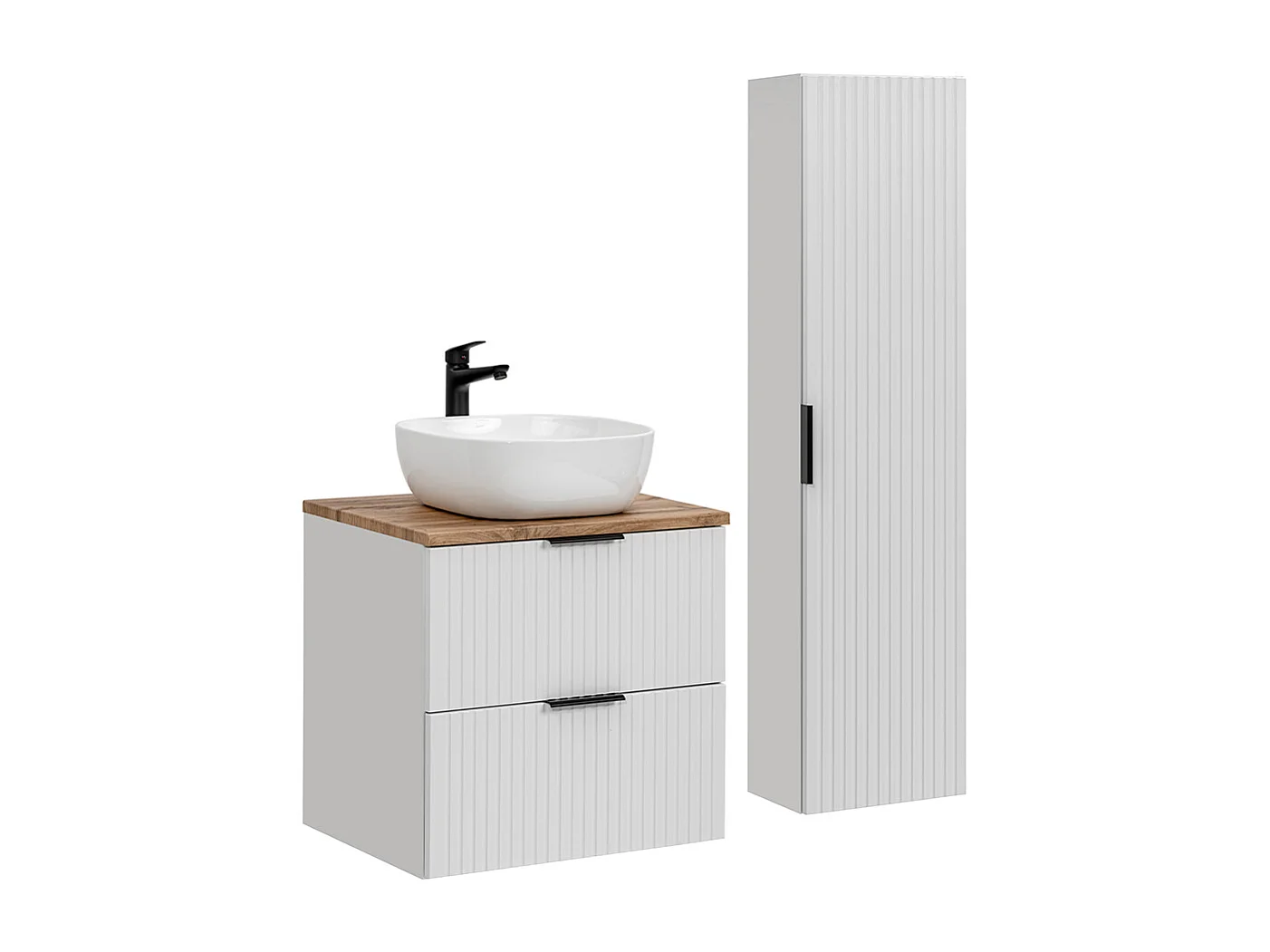 60cm enkele wastafel en wastafelonderbouw Adriel Wit
