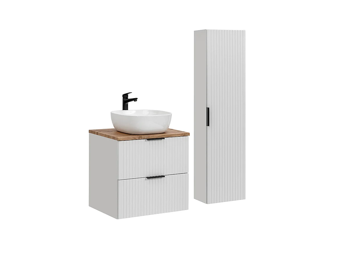 Ensemble meuble simple vasque 60cm et colonne Adriel Blanc