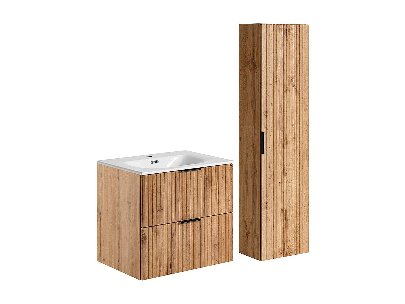 Enkel tvättställsskåp 60cm och piedestal Adriel Wood