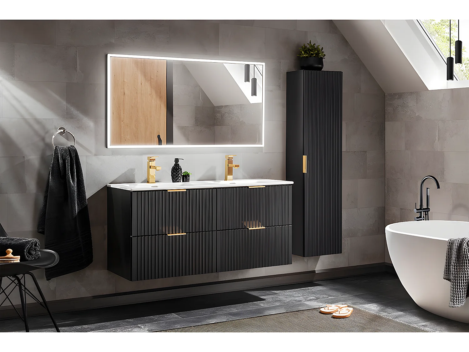 Onderbouwwastafel 120cm Adriel Zwart