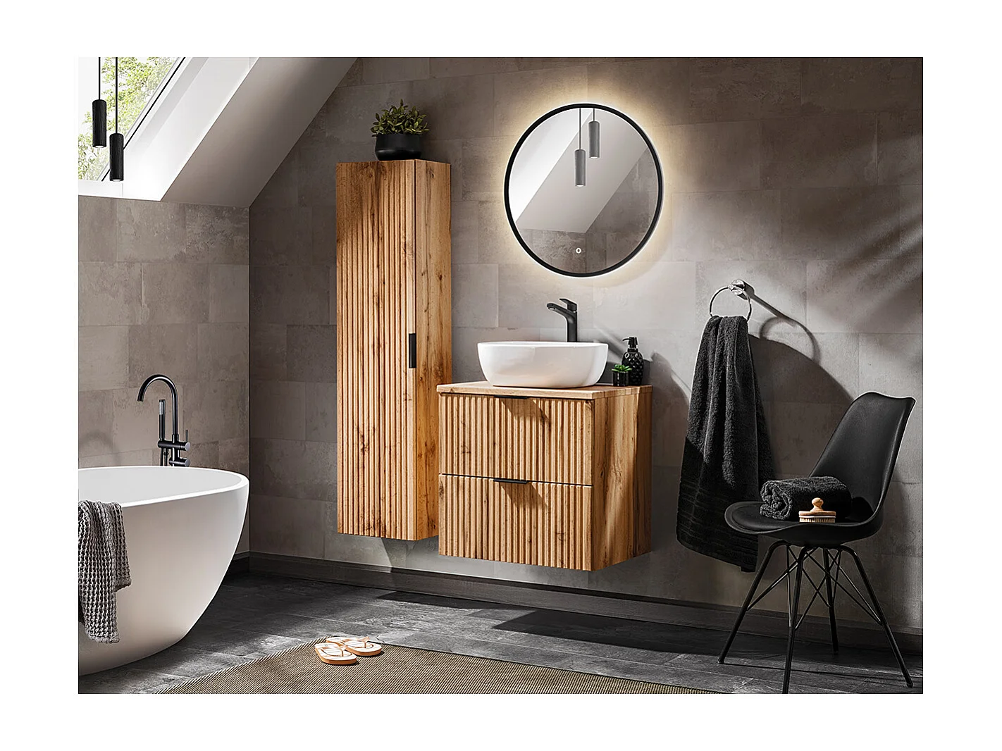 Meuble sous-vasque 60cm plan de toilette Adriel Bois