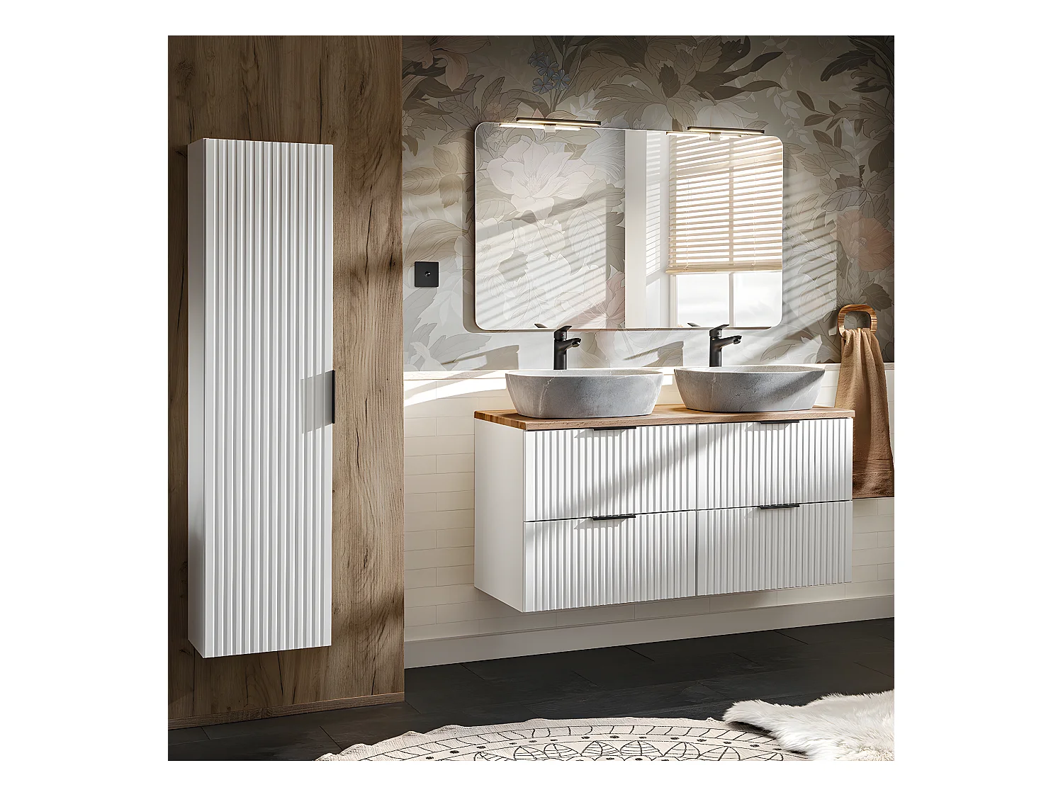 Meuble sous-vasque 120cm Adriel Blanc