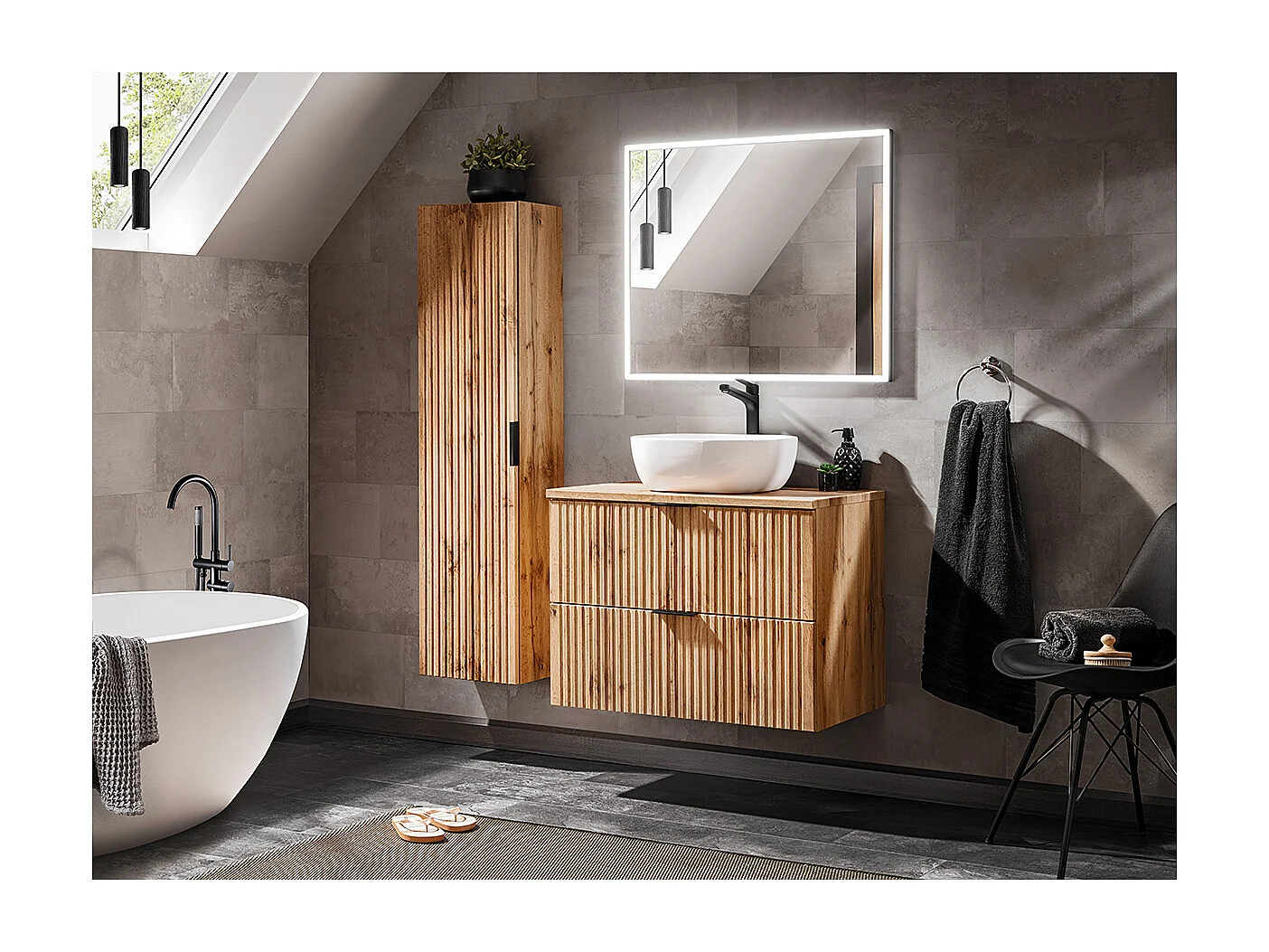 Meuble sous-vasque 80cm plan de toilette Adriel Bois