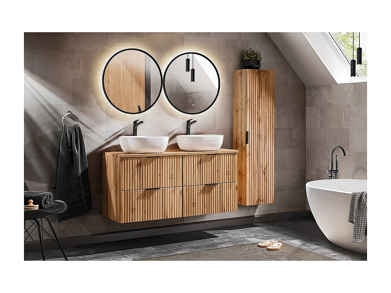 Meuble sous-vasque 120cm plan de toilette Adriel Bois