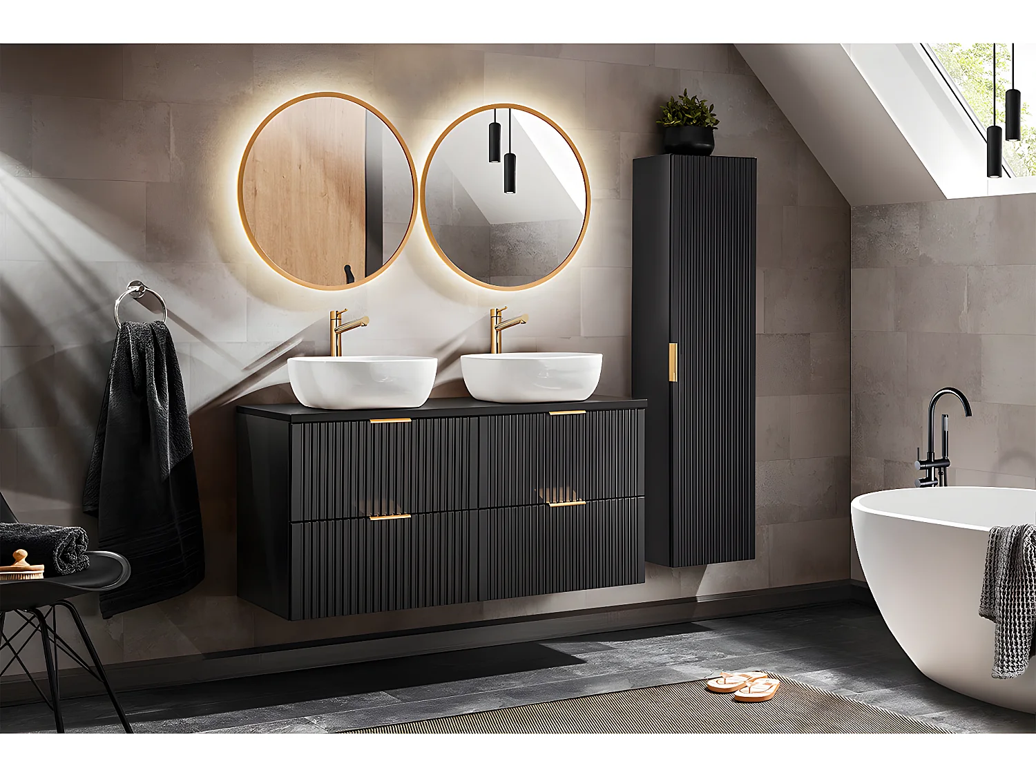 Meuble sous-vasque 120cm plan de toilette Adriel Noir